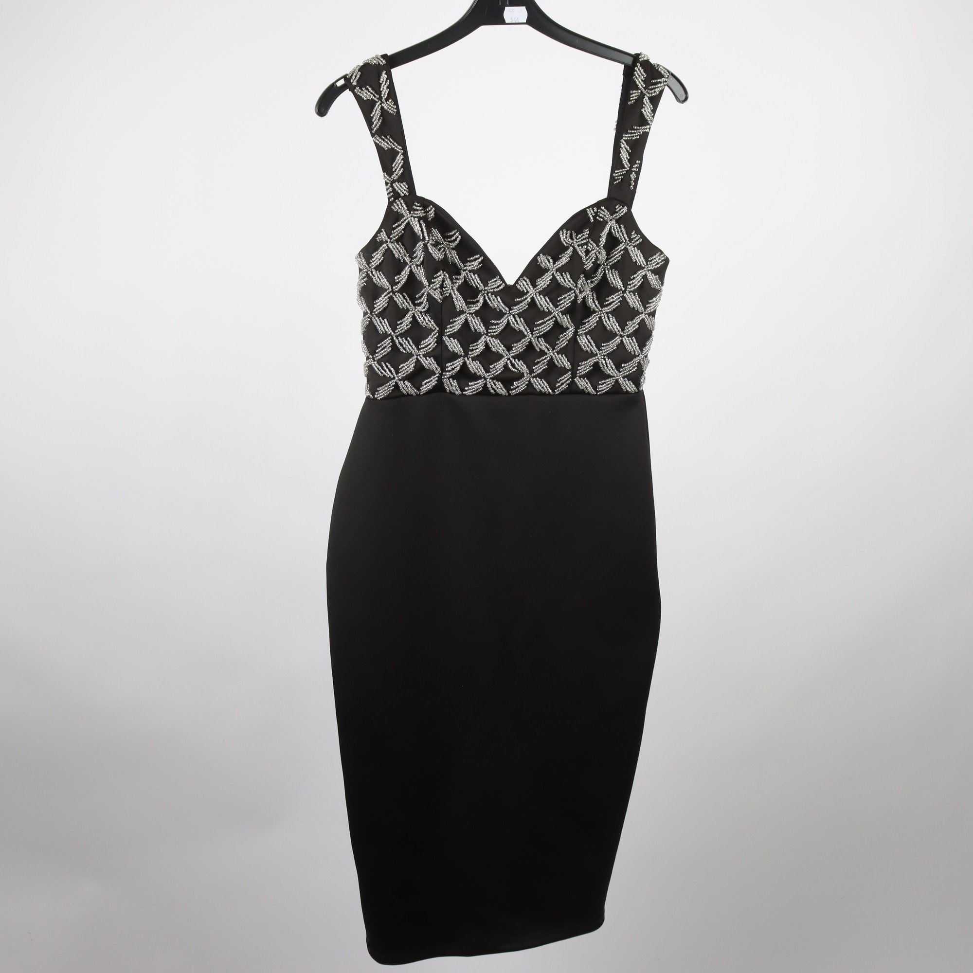 Klänning, Asos, svart, pärlor, stl. 38.