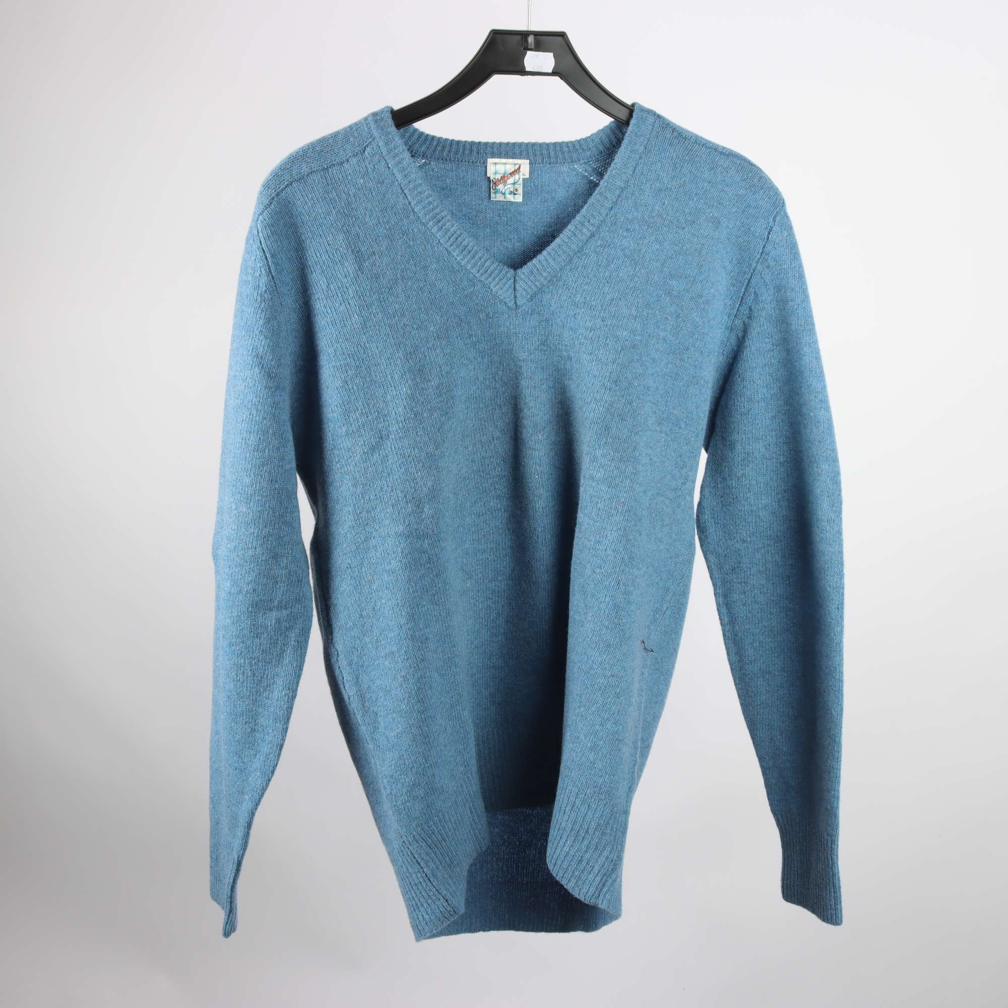 Tröja, Hollywood, blå, 100% lammull, stl. XL.