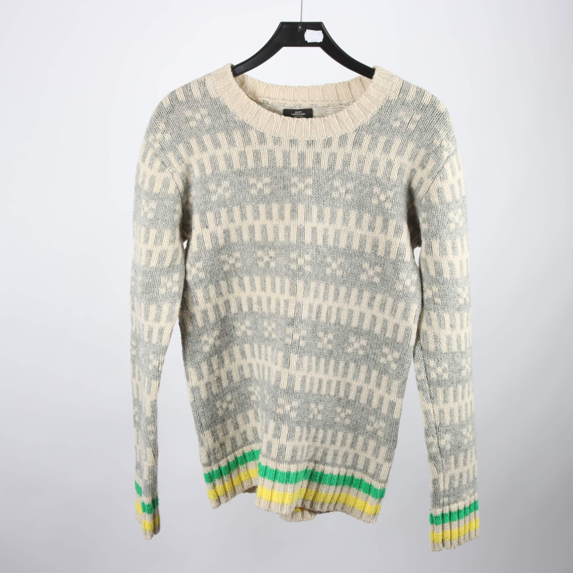 Tröja, Mads Nørgaard, beige, grå, 100% ull, stl. M.