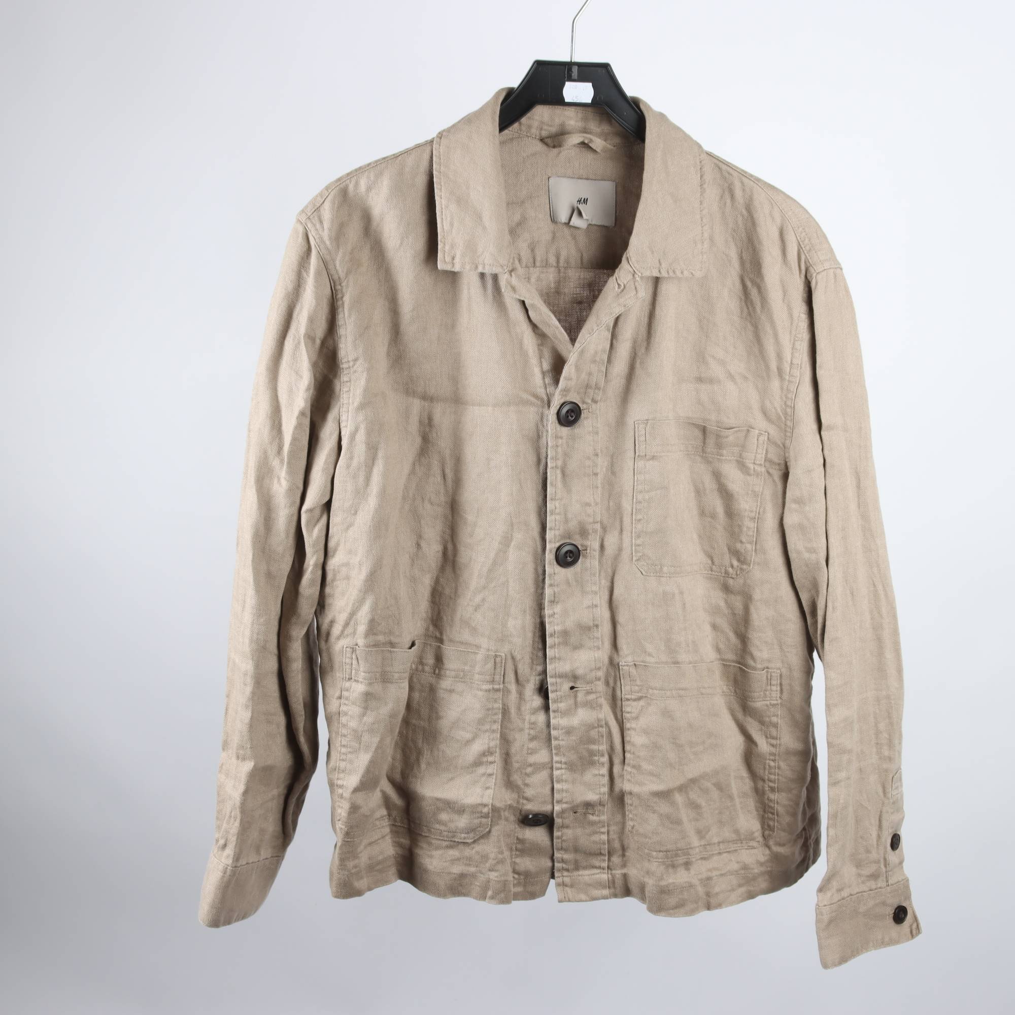 Skjortjacka, H&M, beige, 100% lin, stl. M.