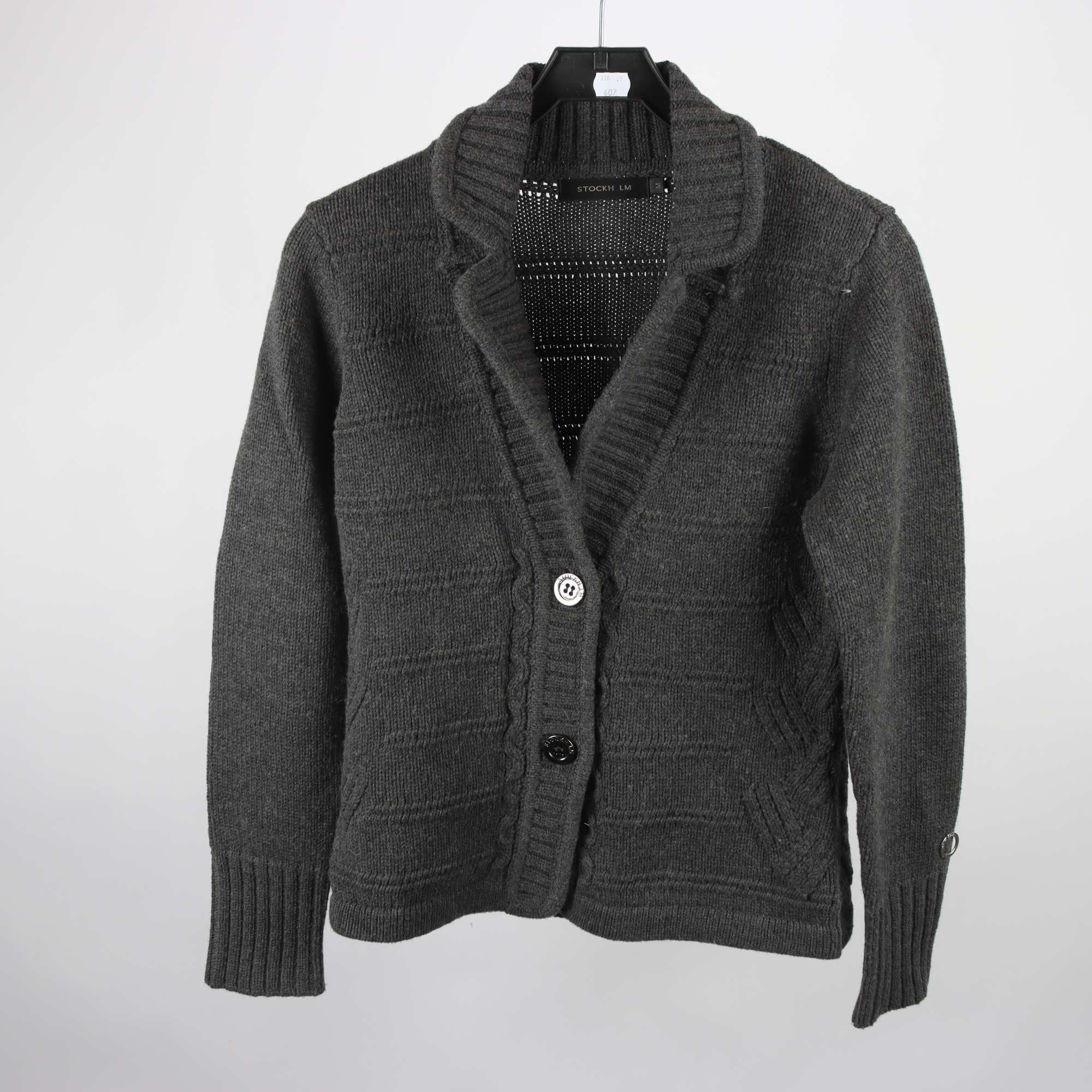 Kofta, Stockh LM, grå, ull, bomull, stl. M.