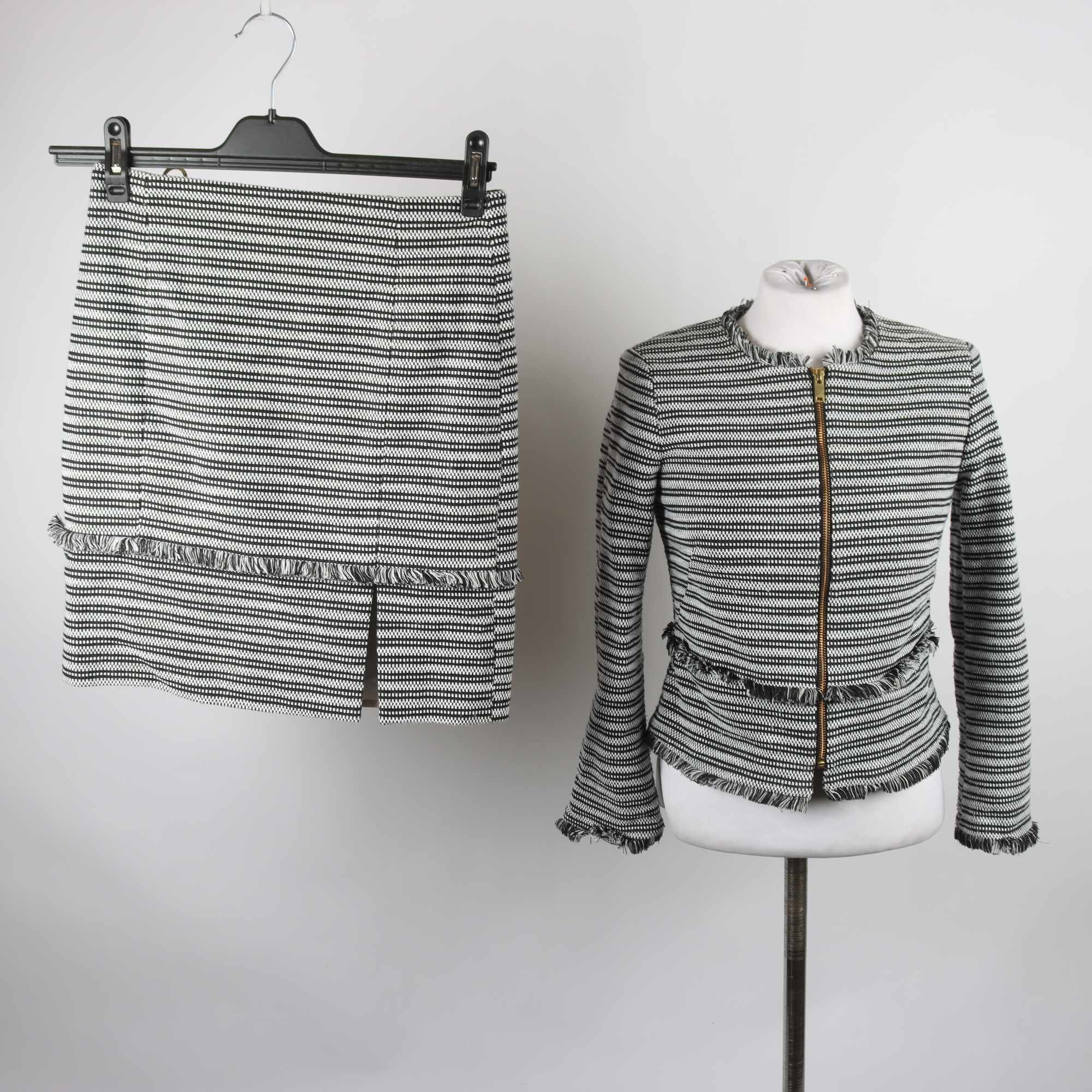 Kjol+jacka, Stockh LM, svart, vit, stl. 36.