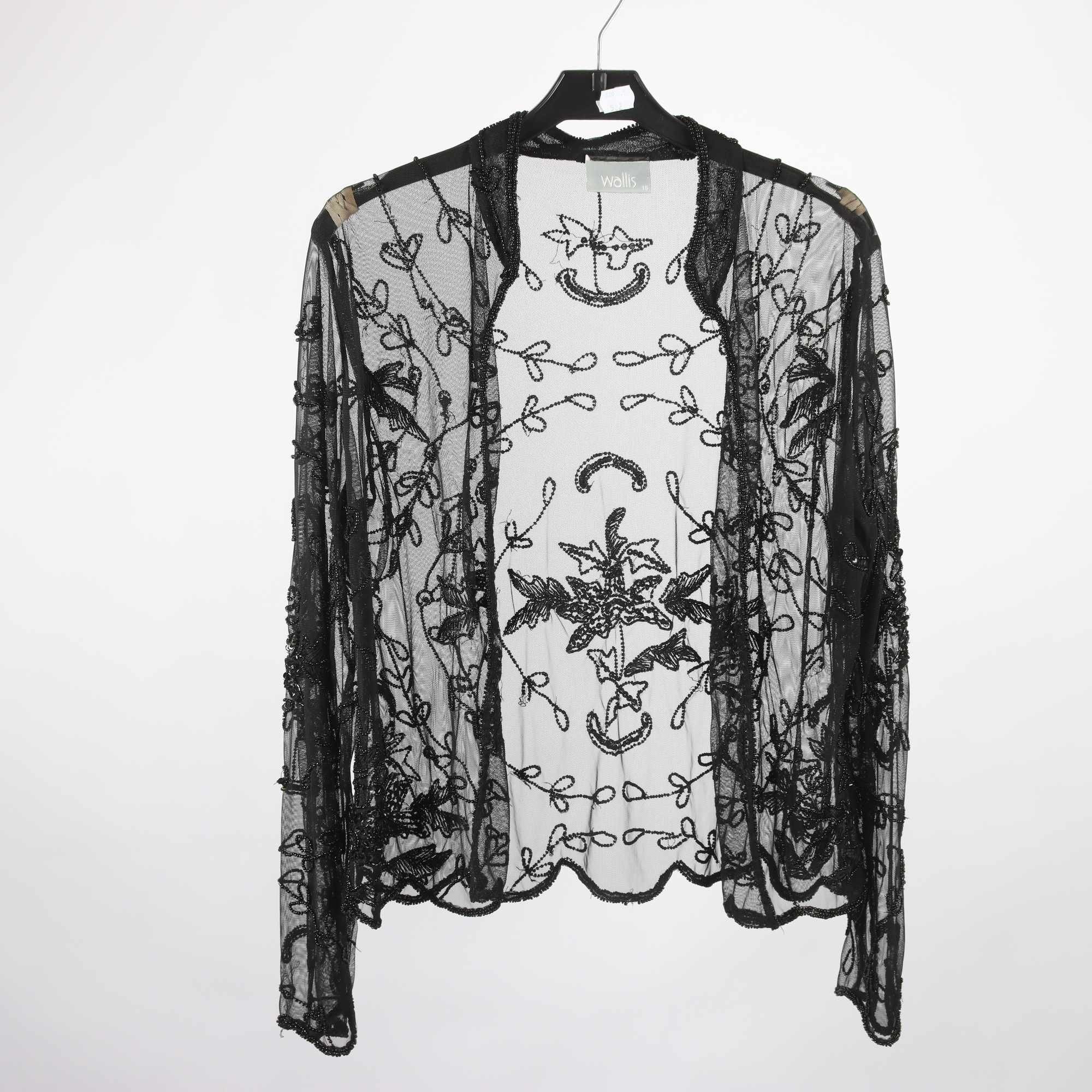 Jacka, Wallis, svart, tän, pärlor, stl. 44.