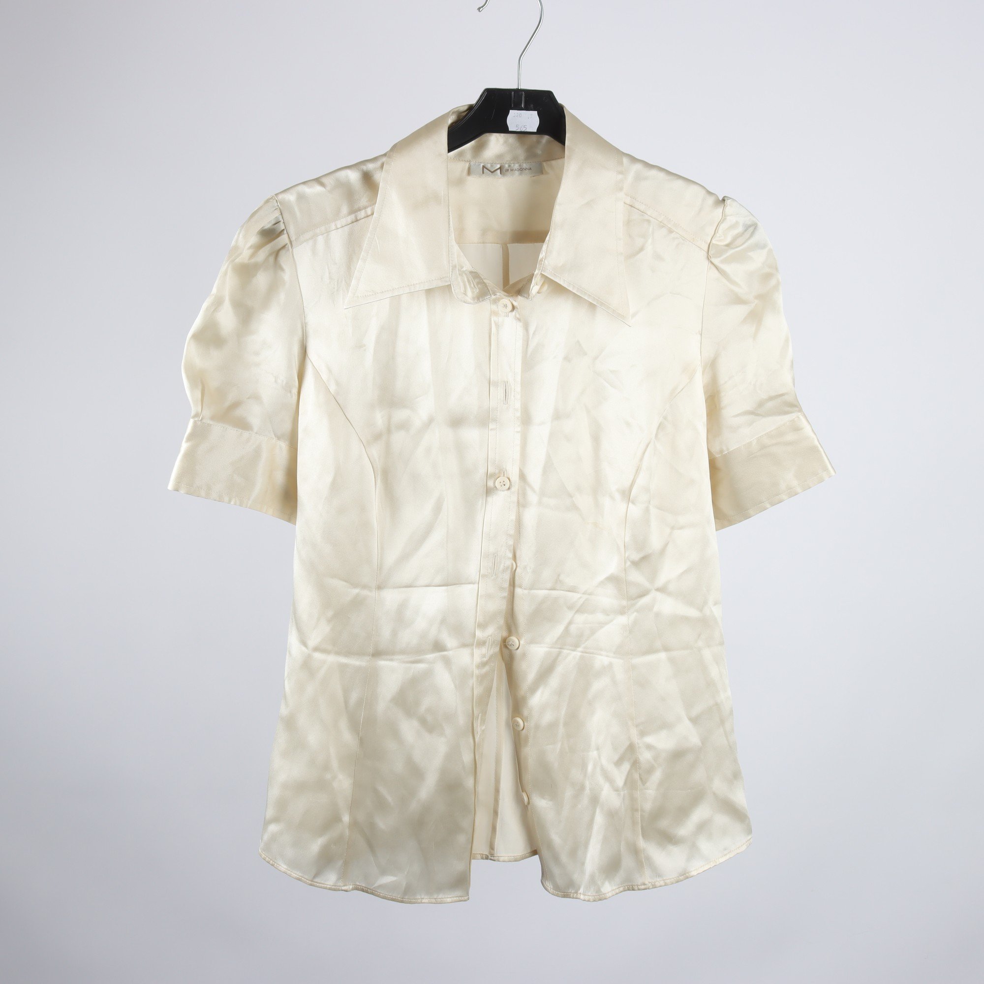 Blus, By Madonna, beige, guld, 100% silke, stl. 40.