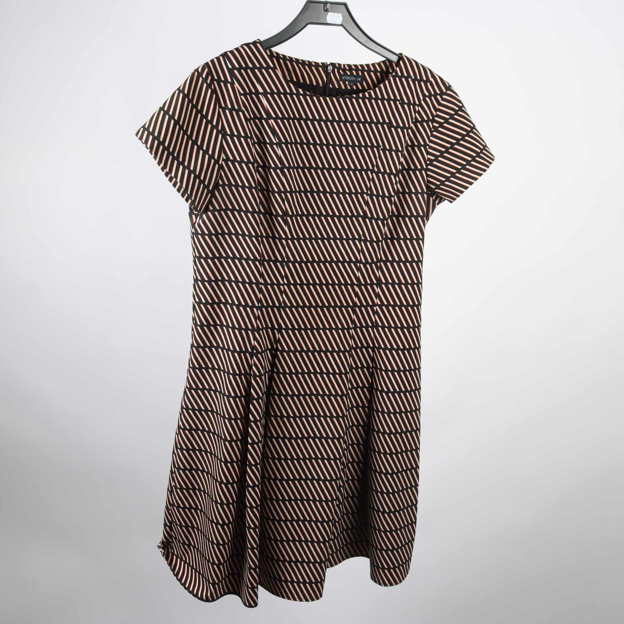 Klänning, Stockh LM, svart, beige, stl. 42.