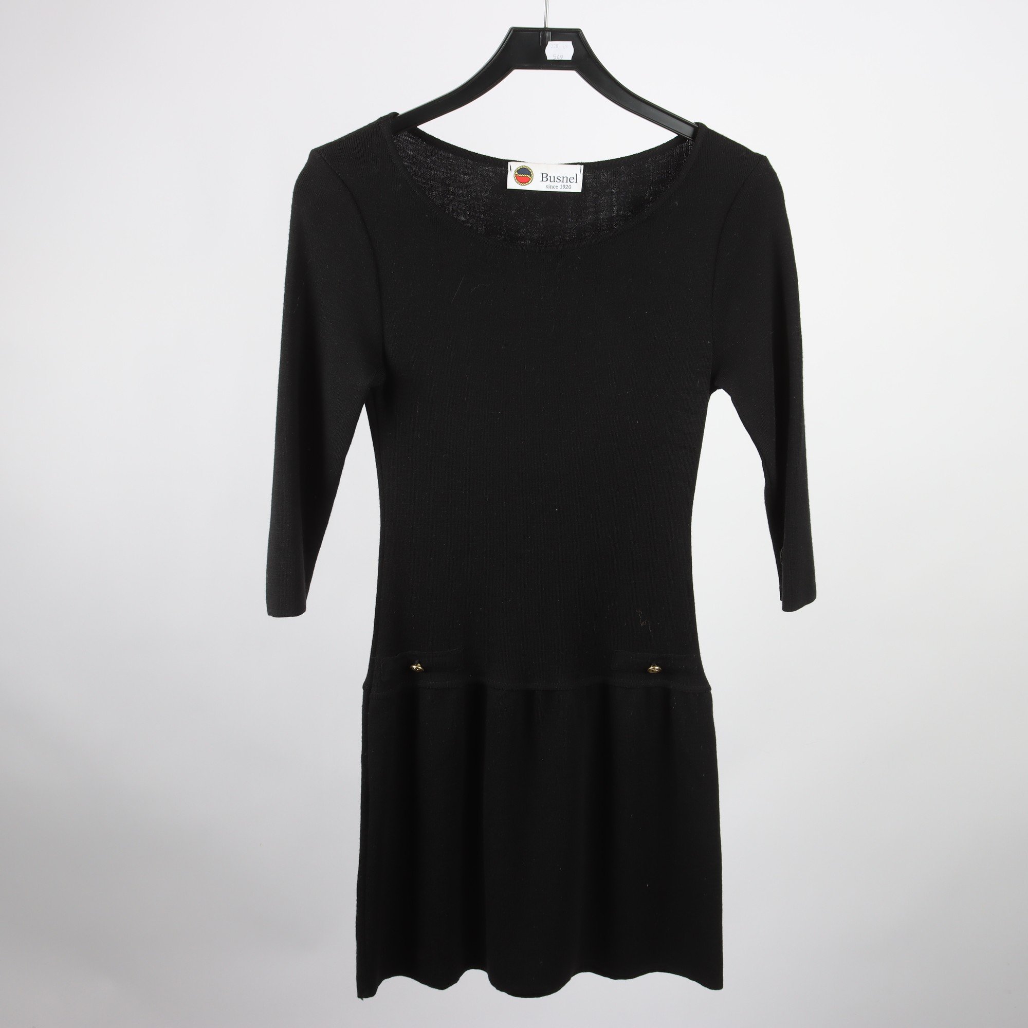 Klänning, Busnel, svart, stickad, merino ull, stl. 36