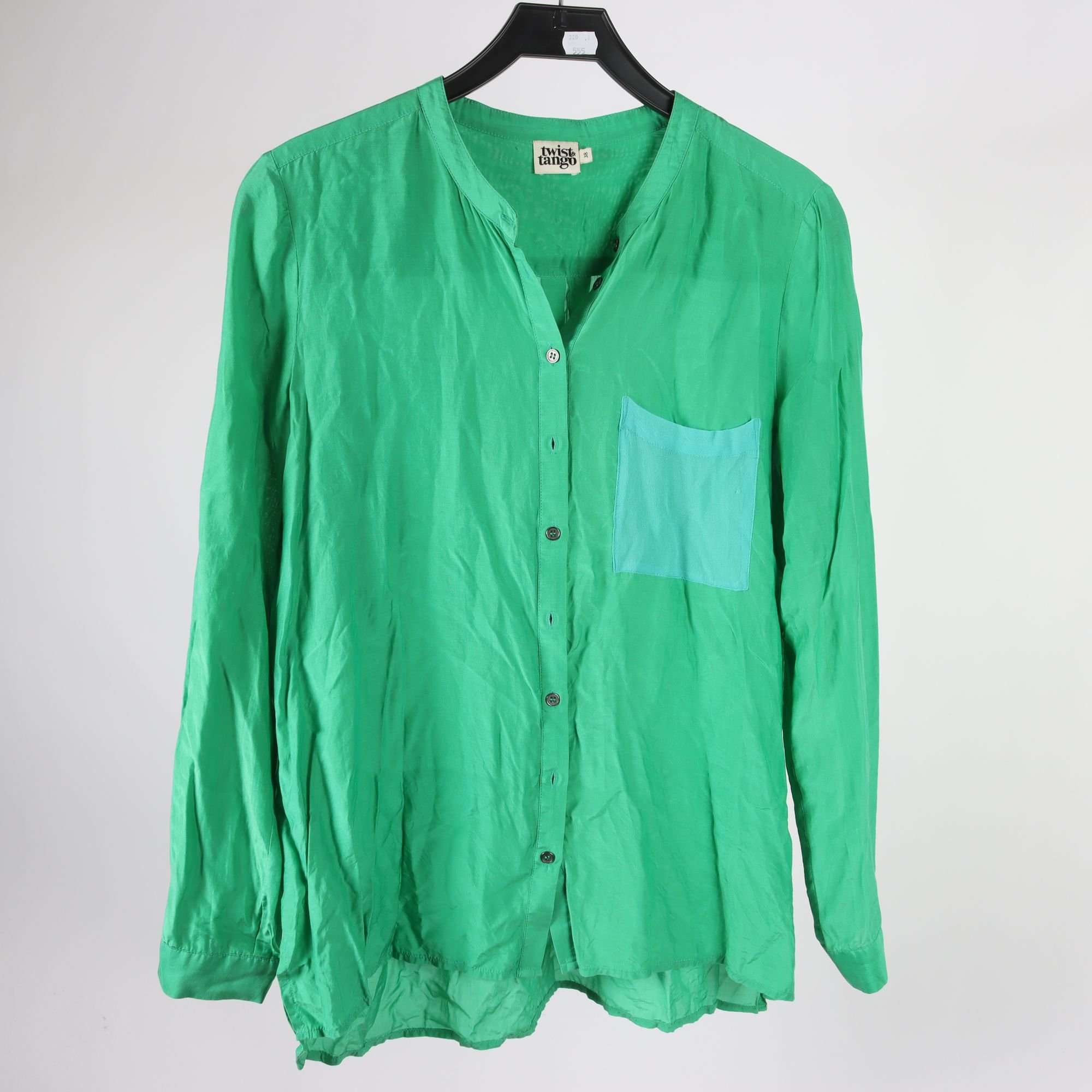 Blus, Twist & Tango, grön, blå, silke, stl. 38.