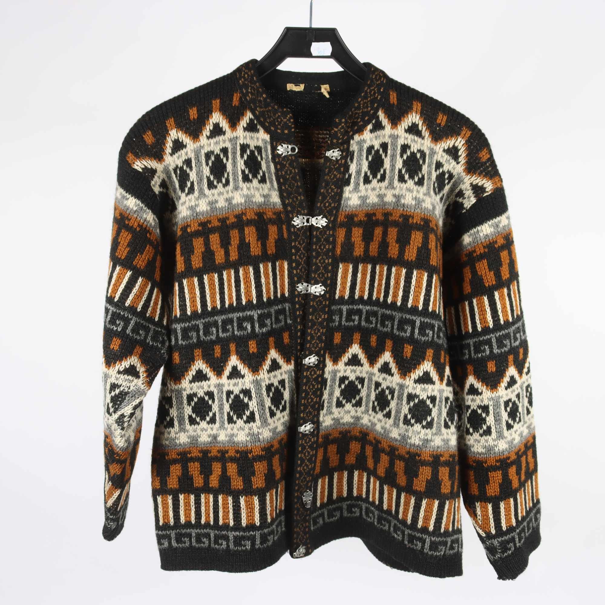 Lusekofta, Okänd, brun, grå, beige, ull, stl. ca. S.