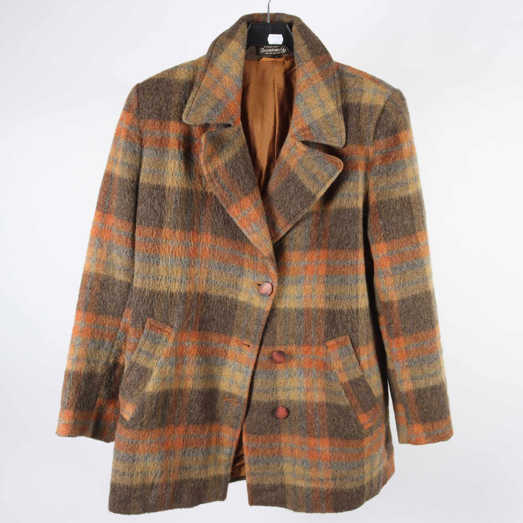 Jacka, Department Girl, brun, orange, ull, mohair, stl. 38.