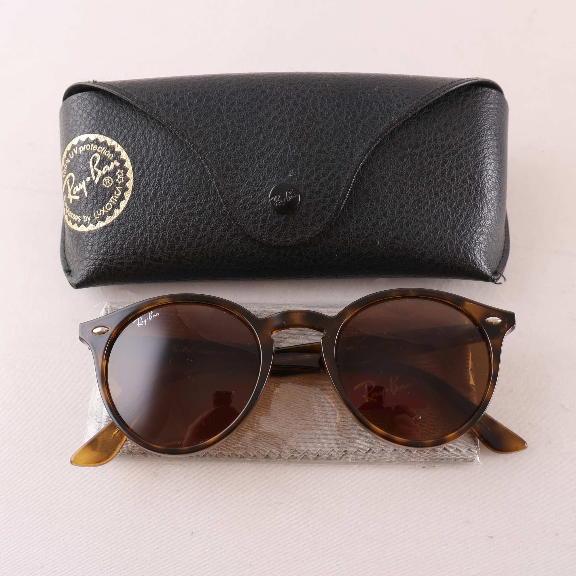 Solglasögon, acetat, Ray Ban, runda, bruna