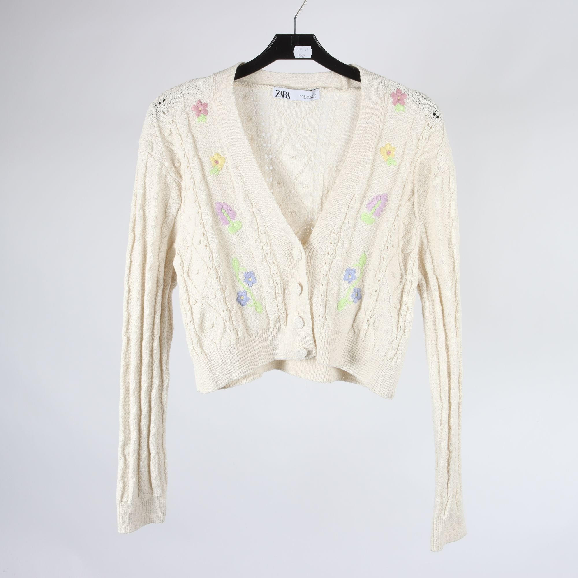 Kofta, Zara, benvit, broderad, stl. S.