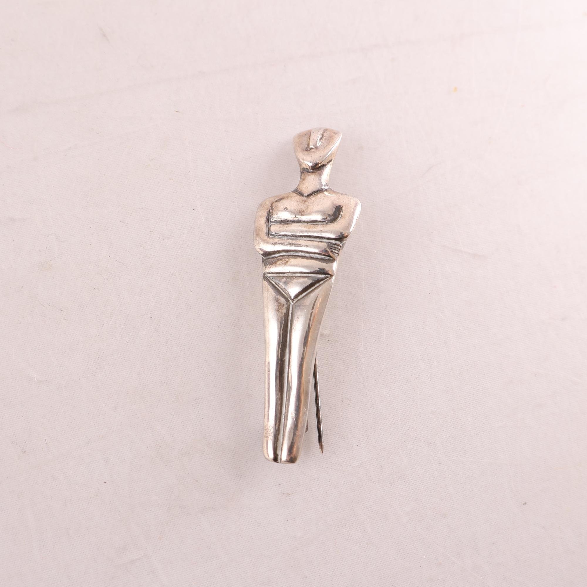 Brosch, silver 925, kvinnofigur, vintage, vikt: 14,0 g.