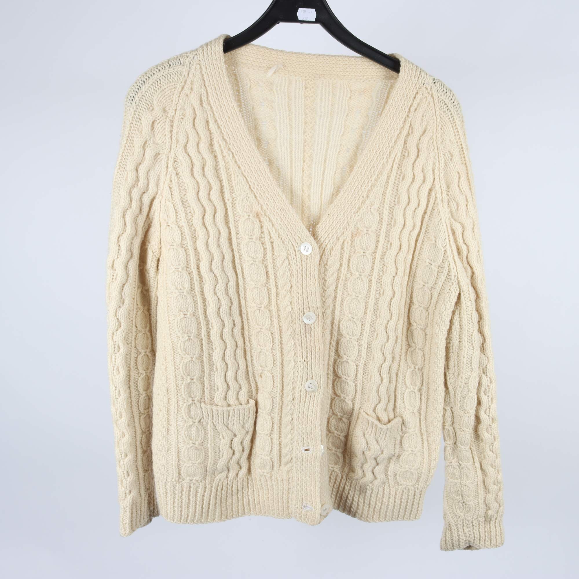 Kofta, Okänd, beige, ull, stl. ca. S/M.