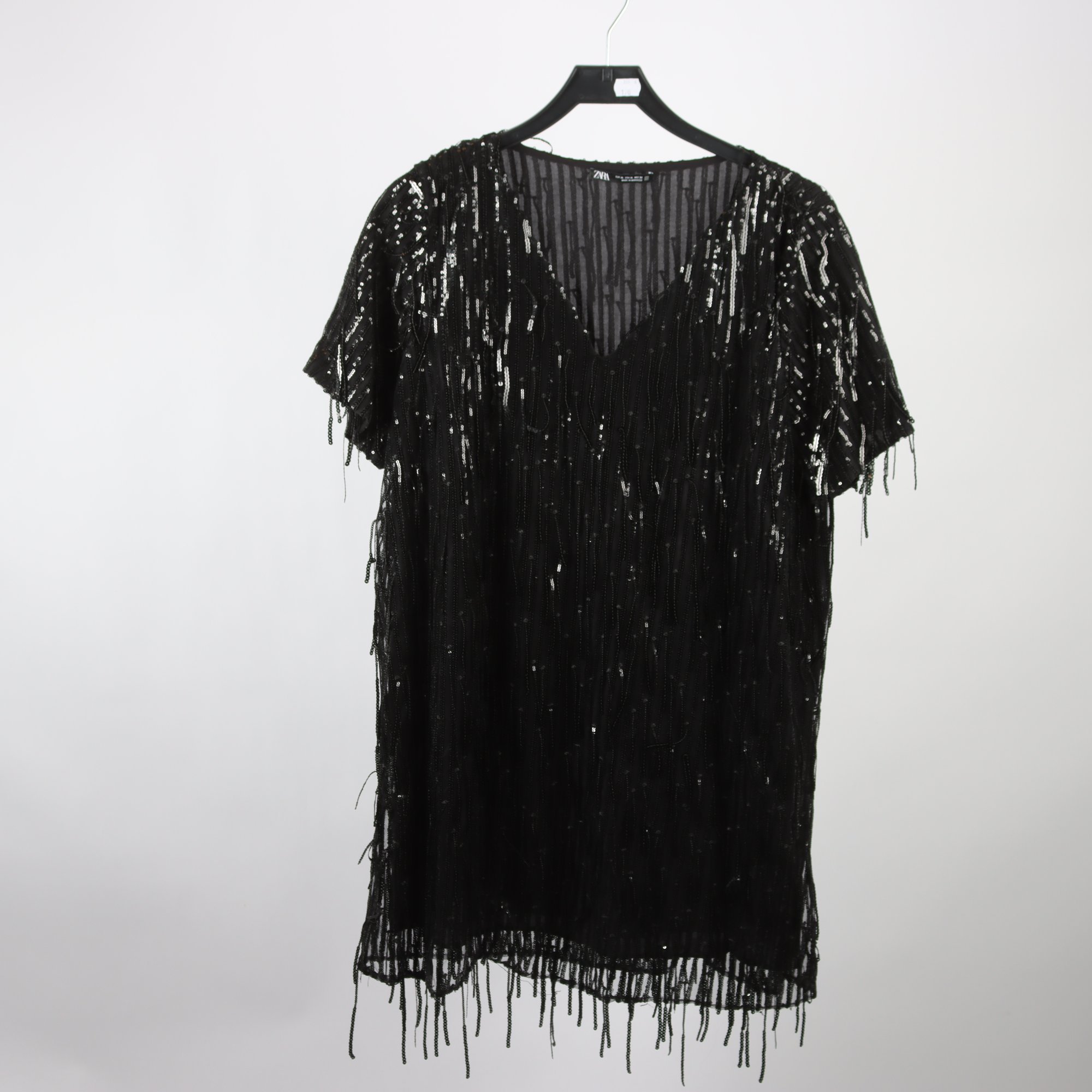 Klänning, Zara, svart, paljetter, stl. XL