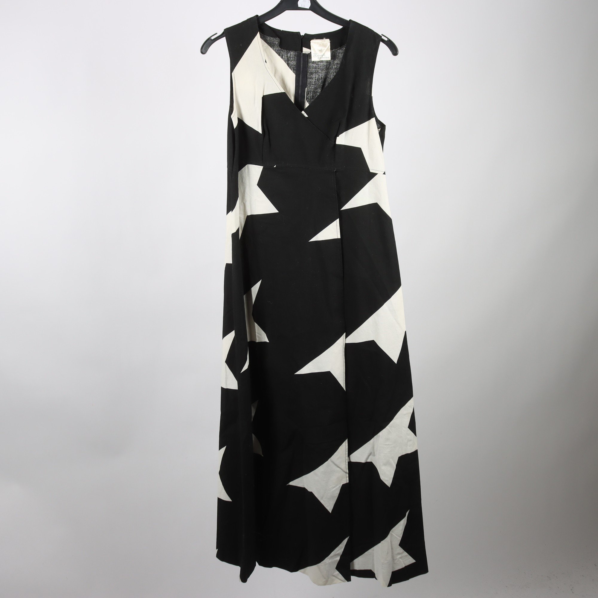 Klänning, vintage, Finnish Exclusive, svart, vit, mönstrad, stl. 40