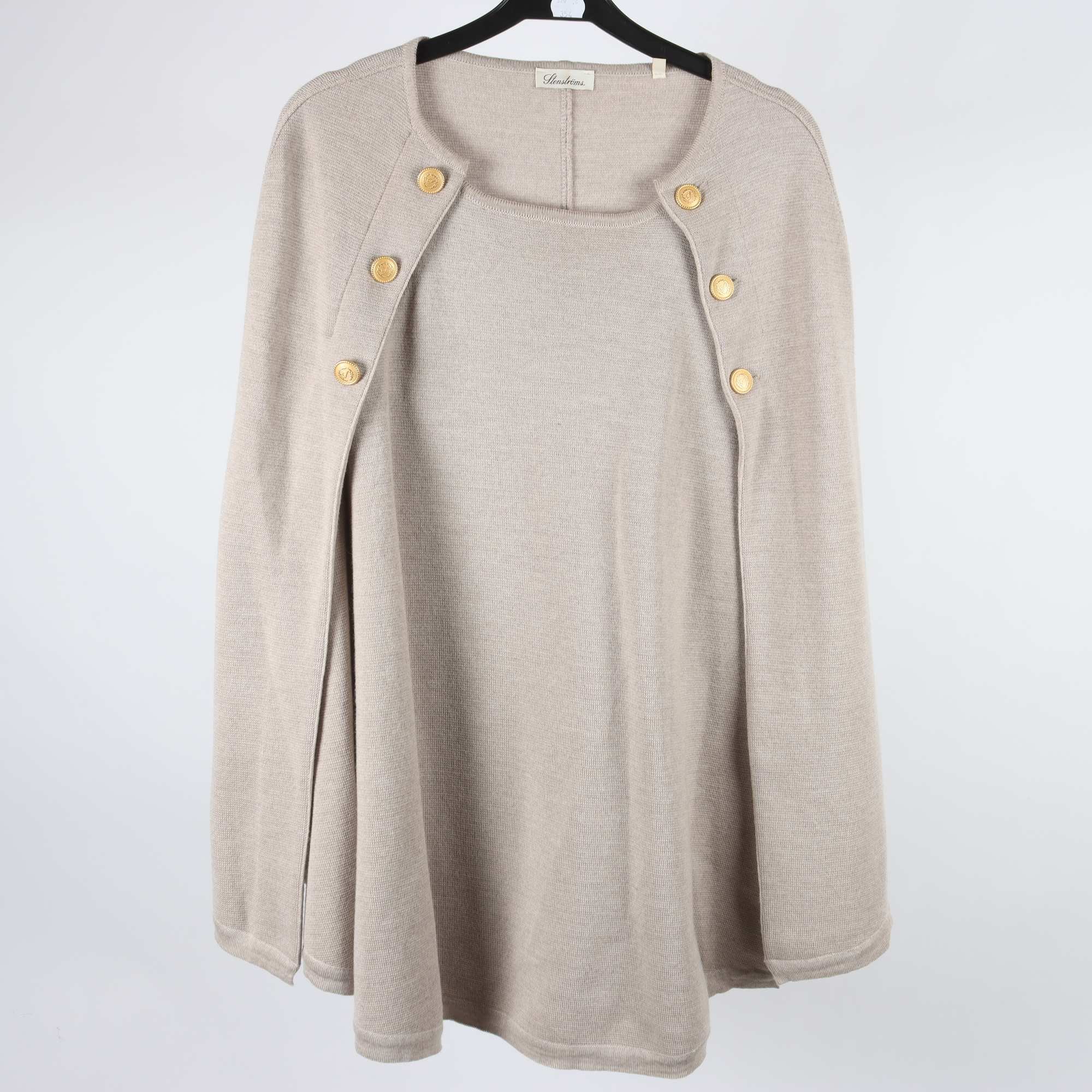 Poncho, Stenströms, beige, merino ull, slt. XXL.
