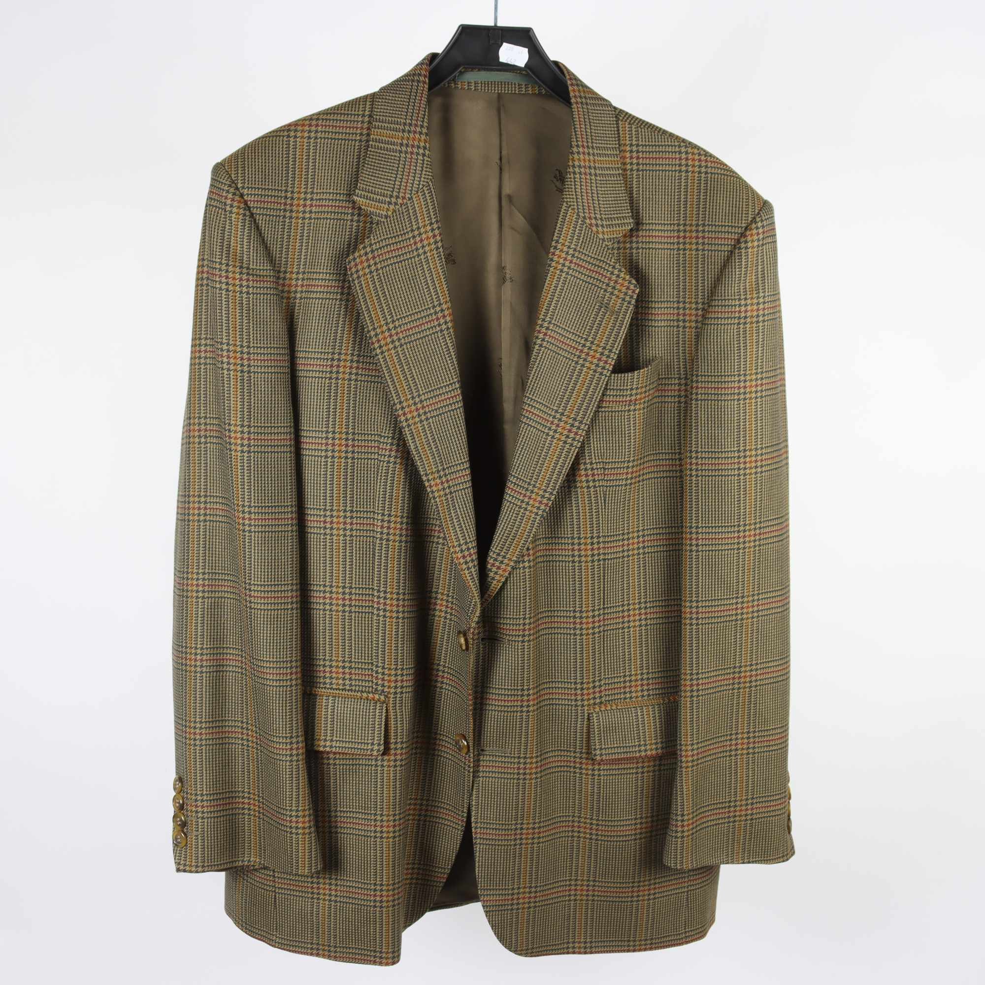 Kavaj, Berberrys, grön, rutig, ull, stl. 50.