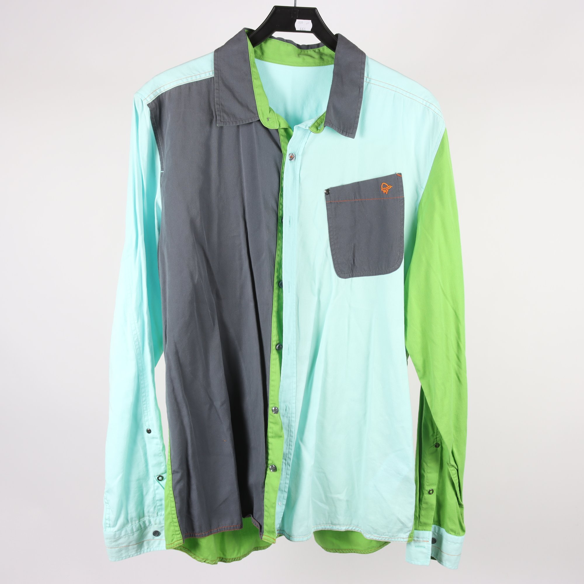 Skjorta, Norrøna, grön, grå, stl. XL.