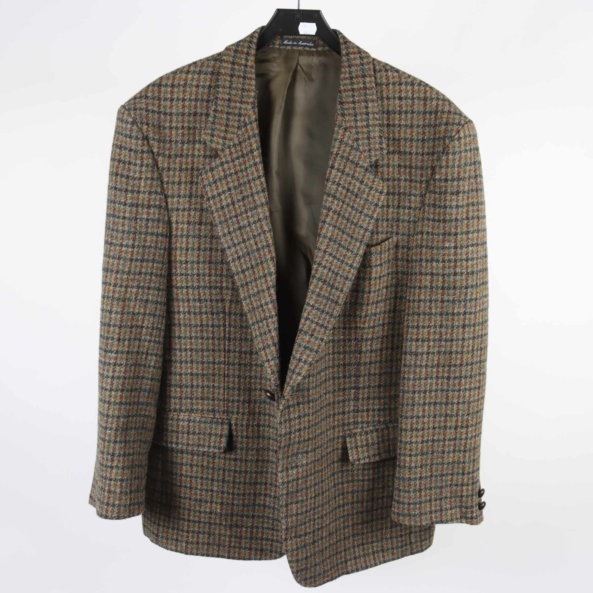 Kavaj, Harris Tweed, grå, brun, ull, stl. 52.