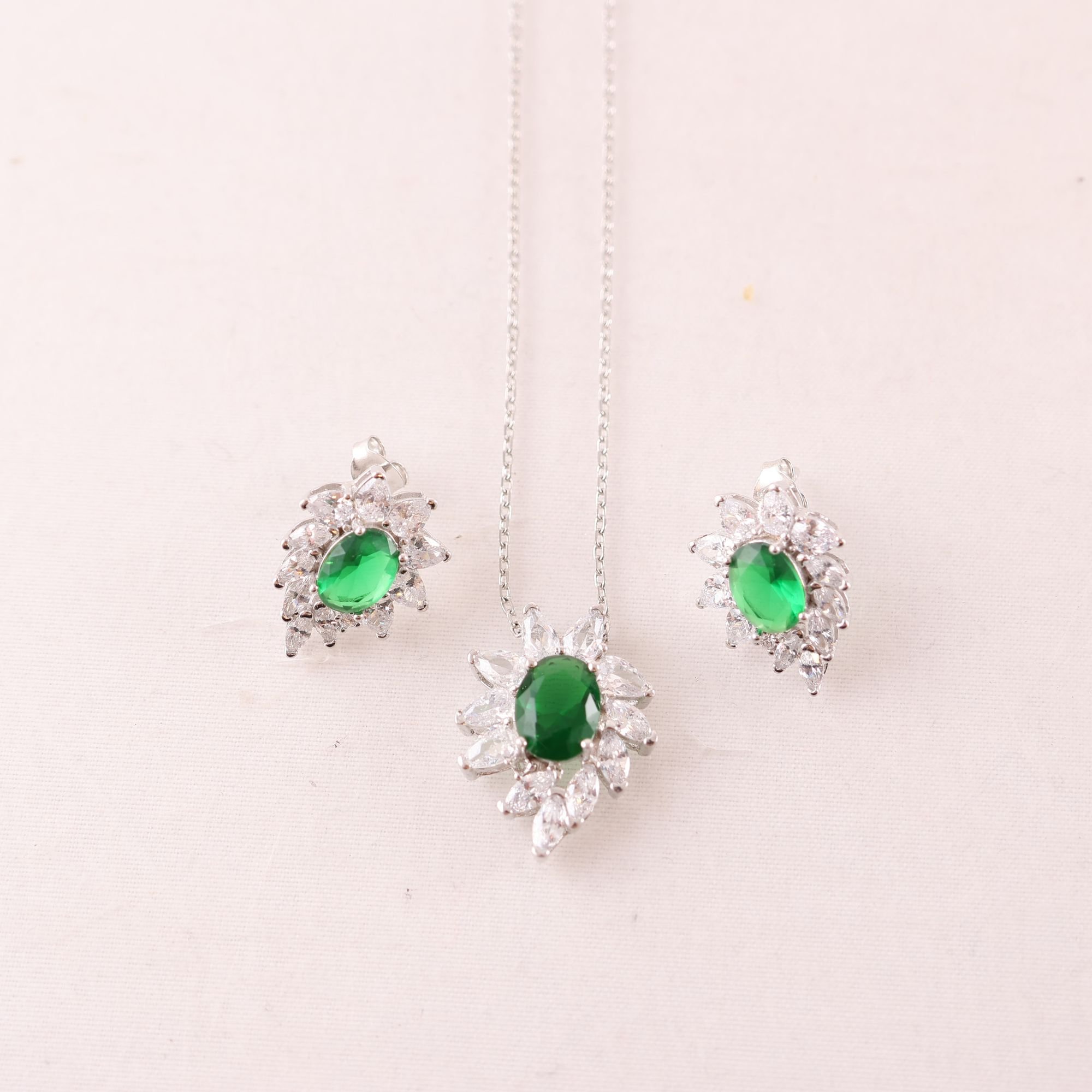 Smyckesset, silver, glas, brv: 8.8g