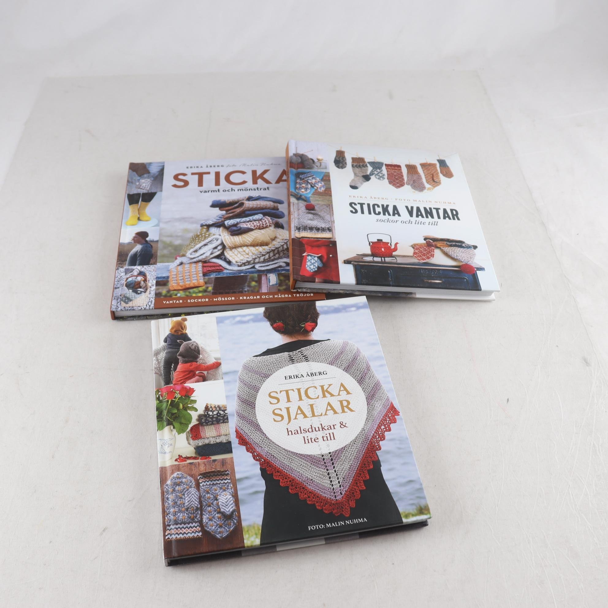 Erika Åberg, bokpaket med 3 stickböcker