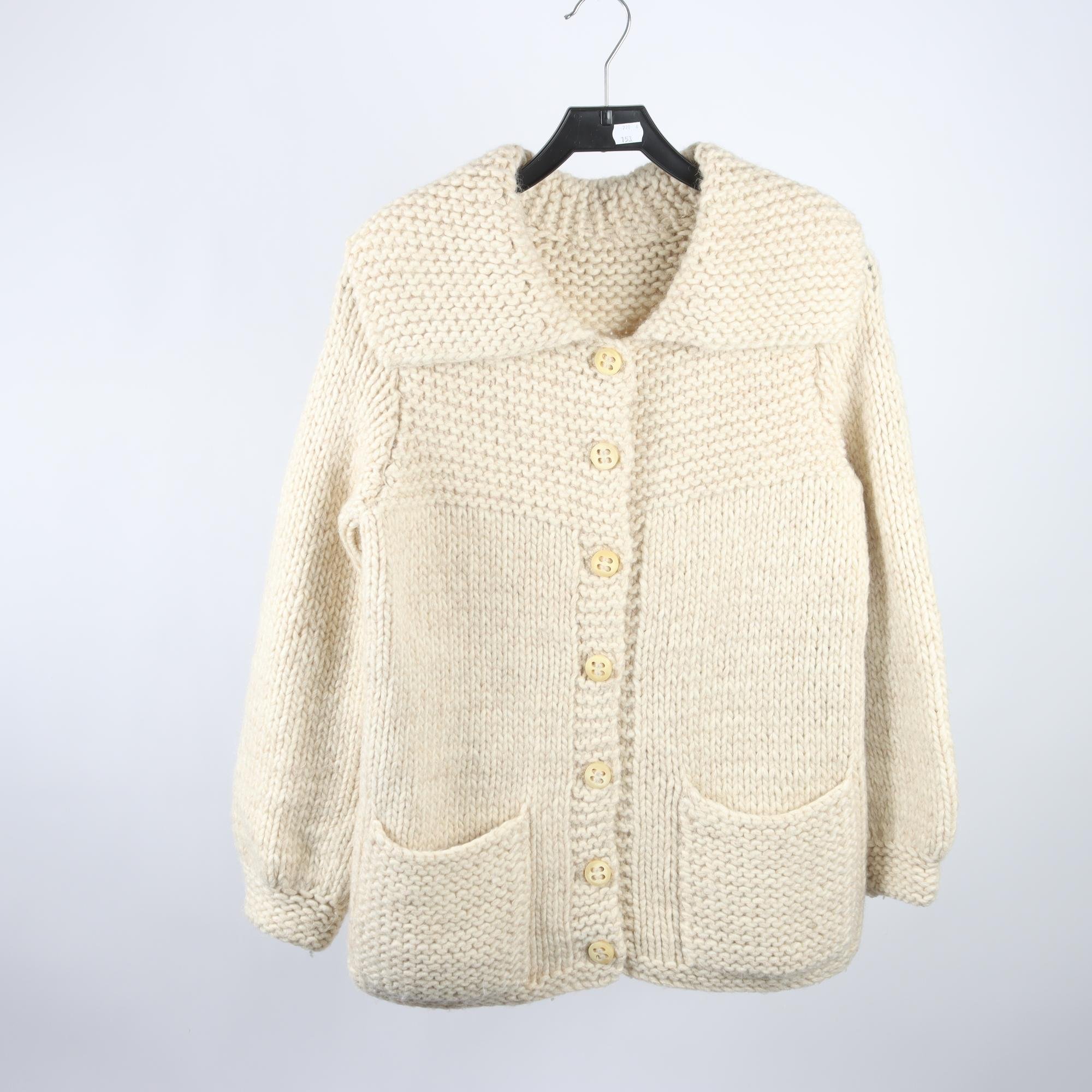 Stickad kofta, Okänd, ljusbeige, stl ca. S