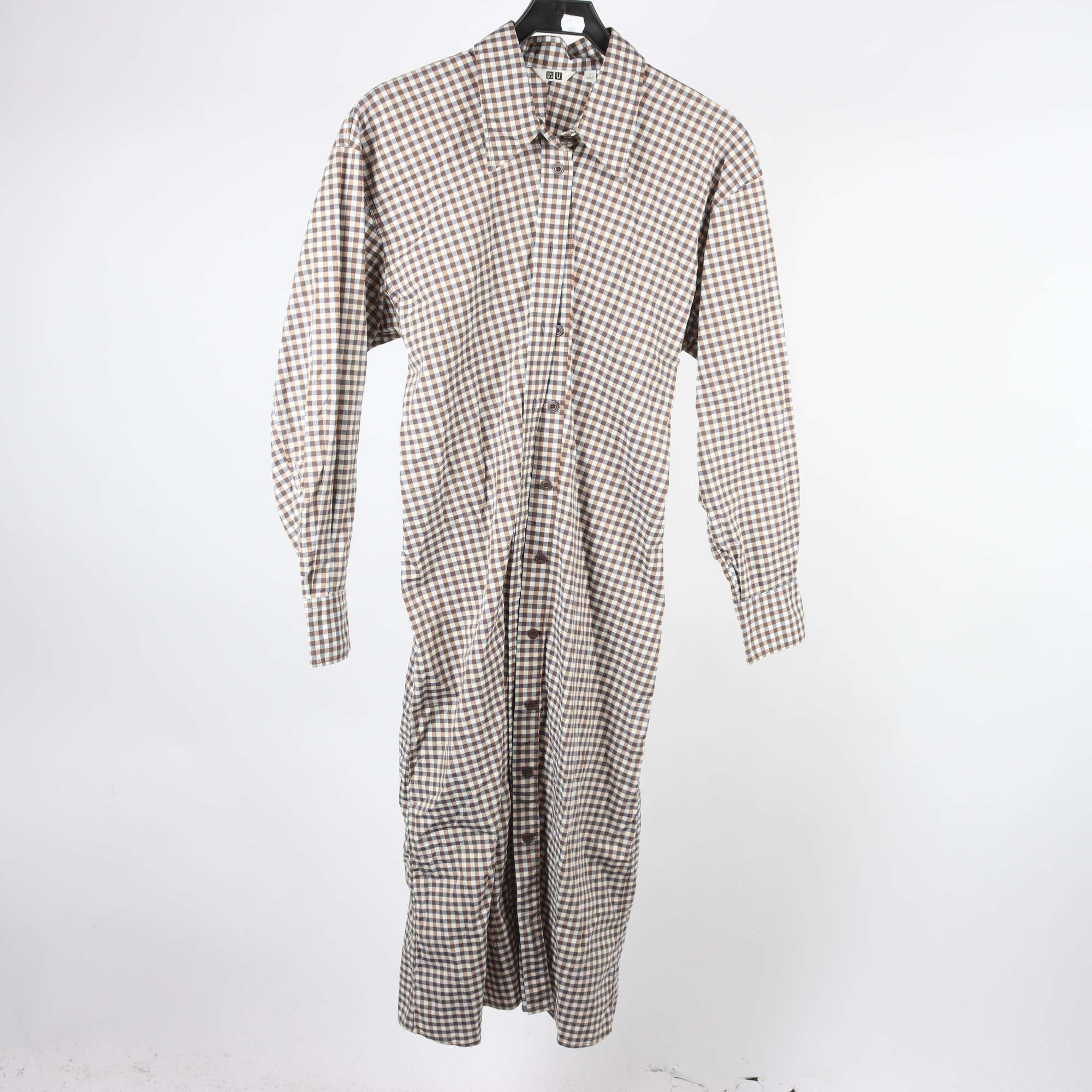 Klänning, Uniqlo, rutig, brun, svart, stl. S.