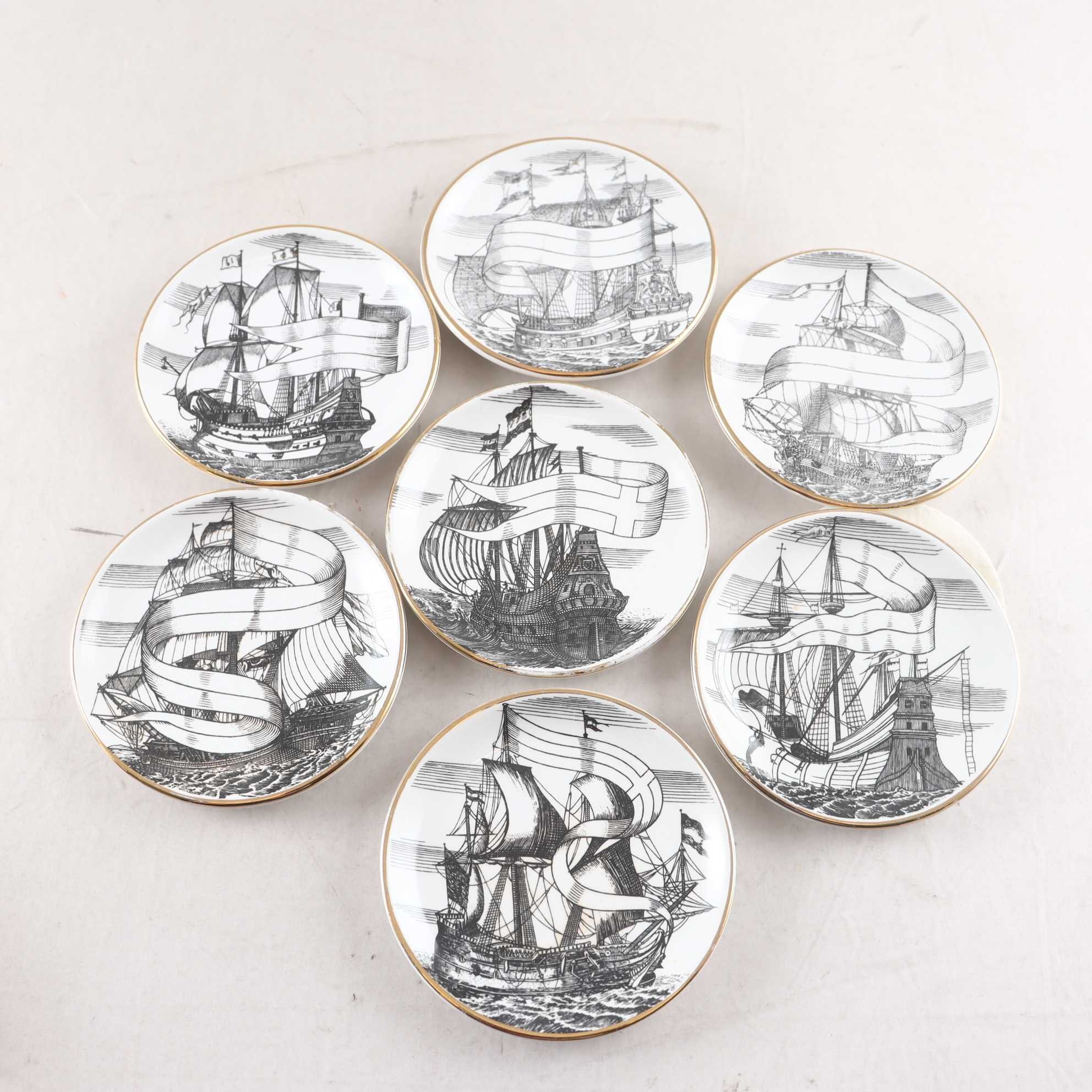 Coasters, Velieri, Piero Fornasetti, Milano, 7 st