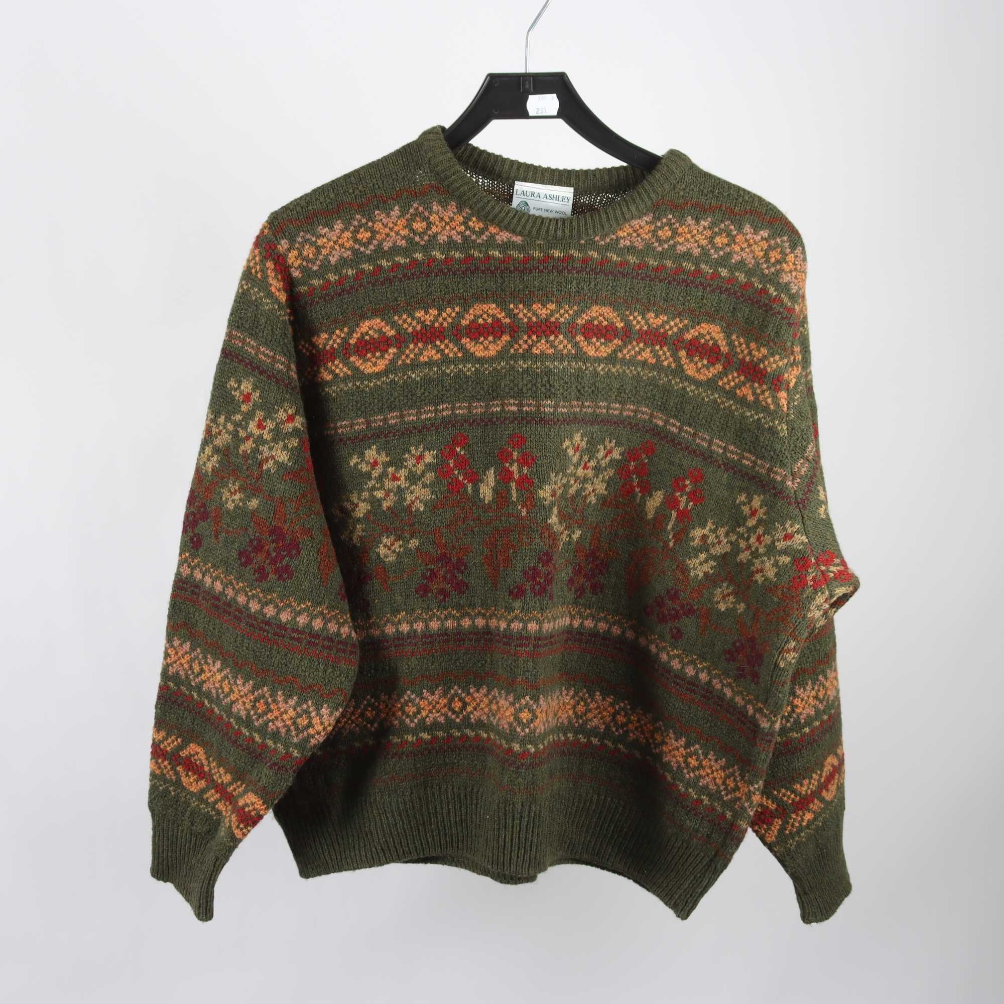 Tröja, Laura Ashley, grön, mönstrad, stl. L