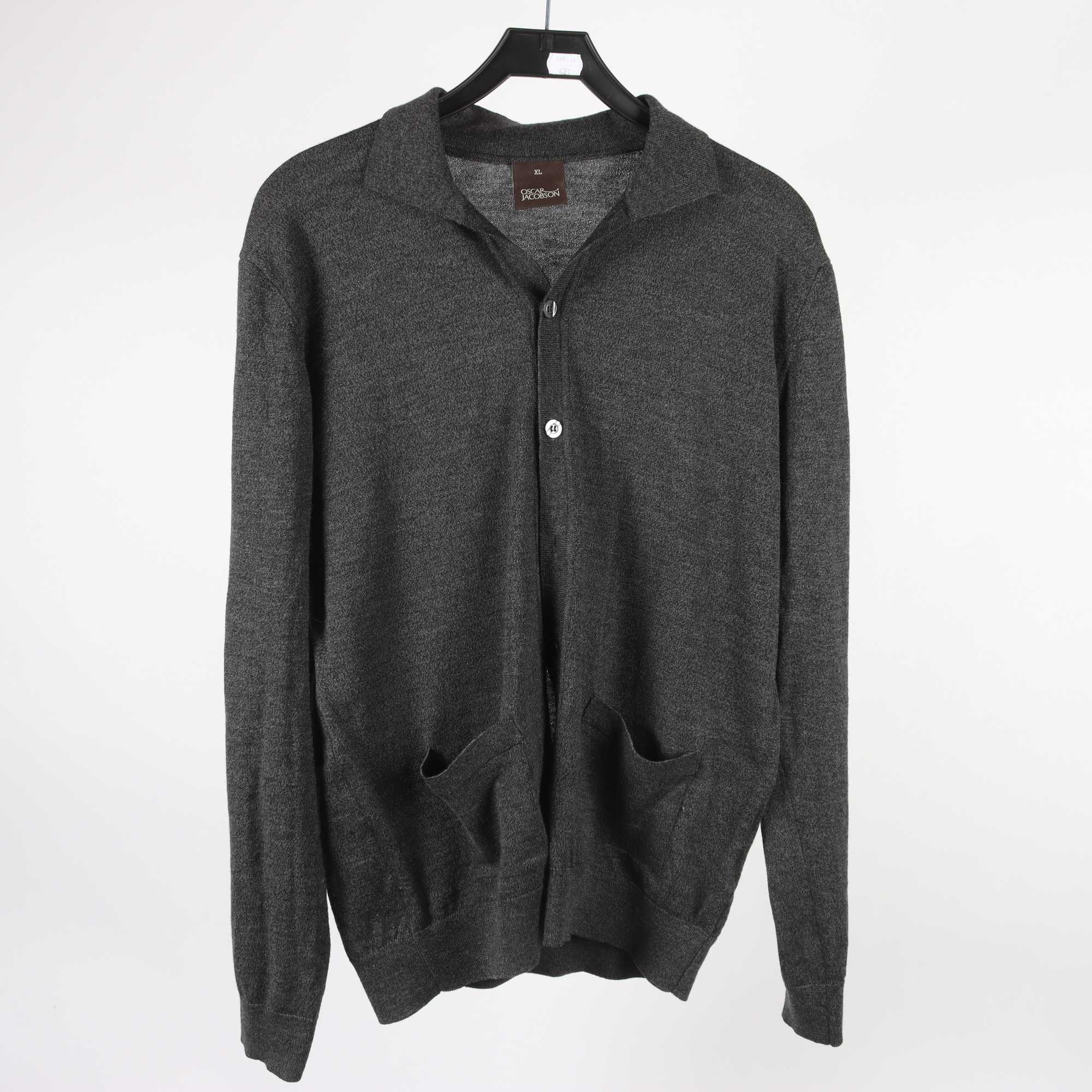 Kofta, Oscar Jacobson, svart/brun, ull, stl. XL.