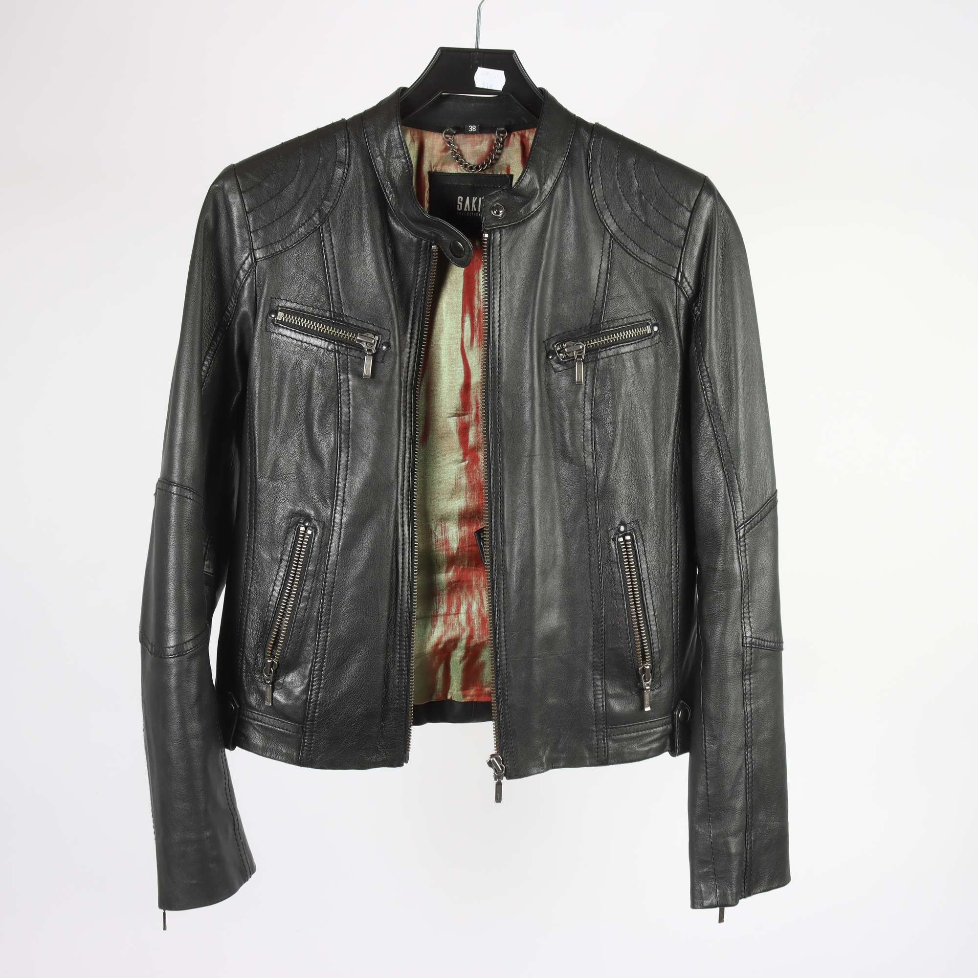 Skinnjacka, Saki, svart, stl. 38.