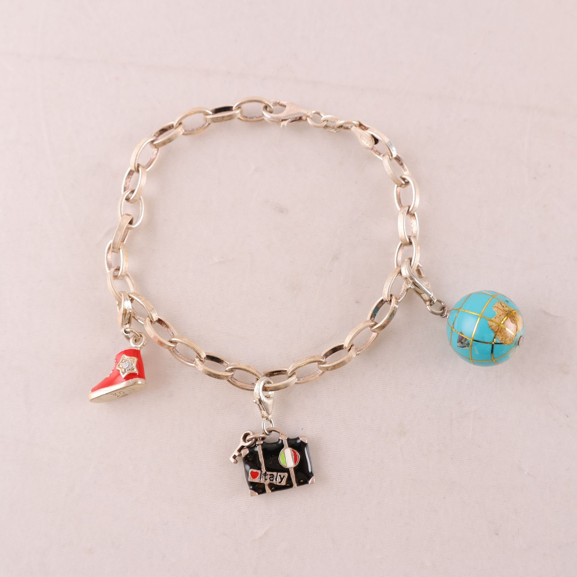 Armband, silver 925, berlocker, vikt: 16g