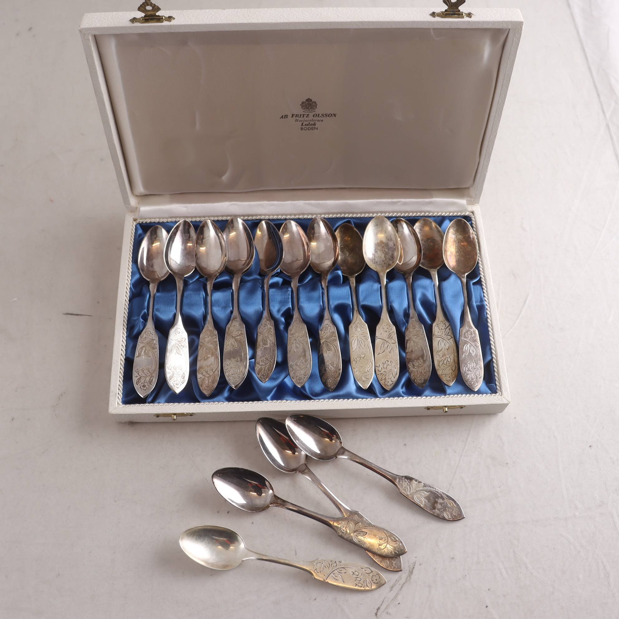 Kaffeskedar, silver, 16st