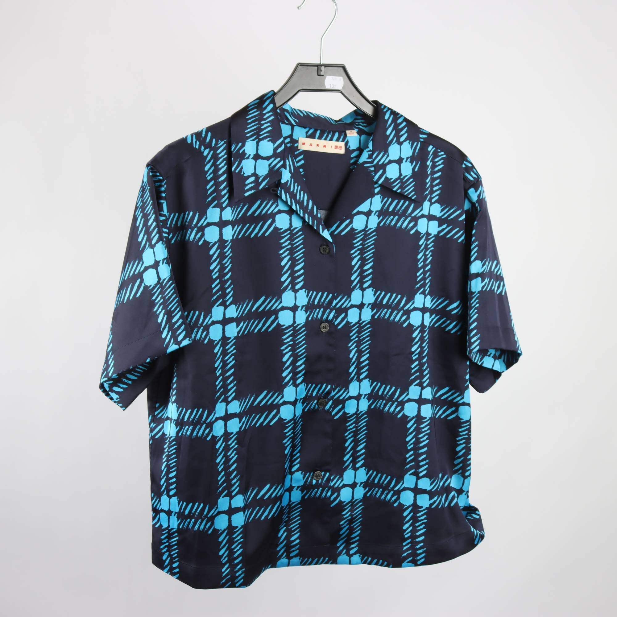 Blus, Marni x Uniqlo, blå, mönnstrad, stl. M