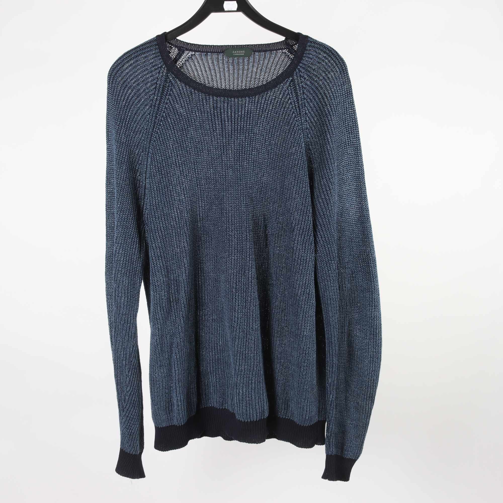 Tröja, Zanone, blå, lin, bomull, stl. 54.