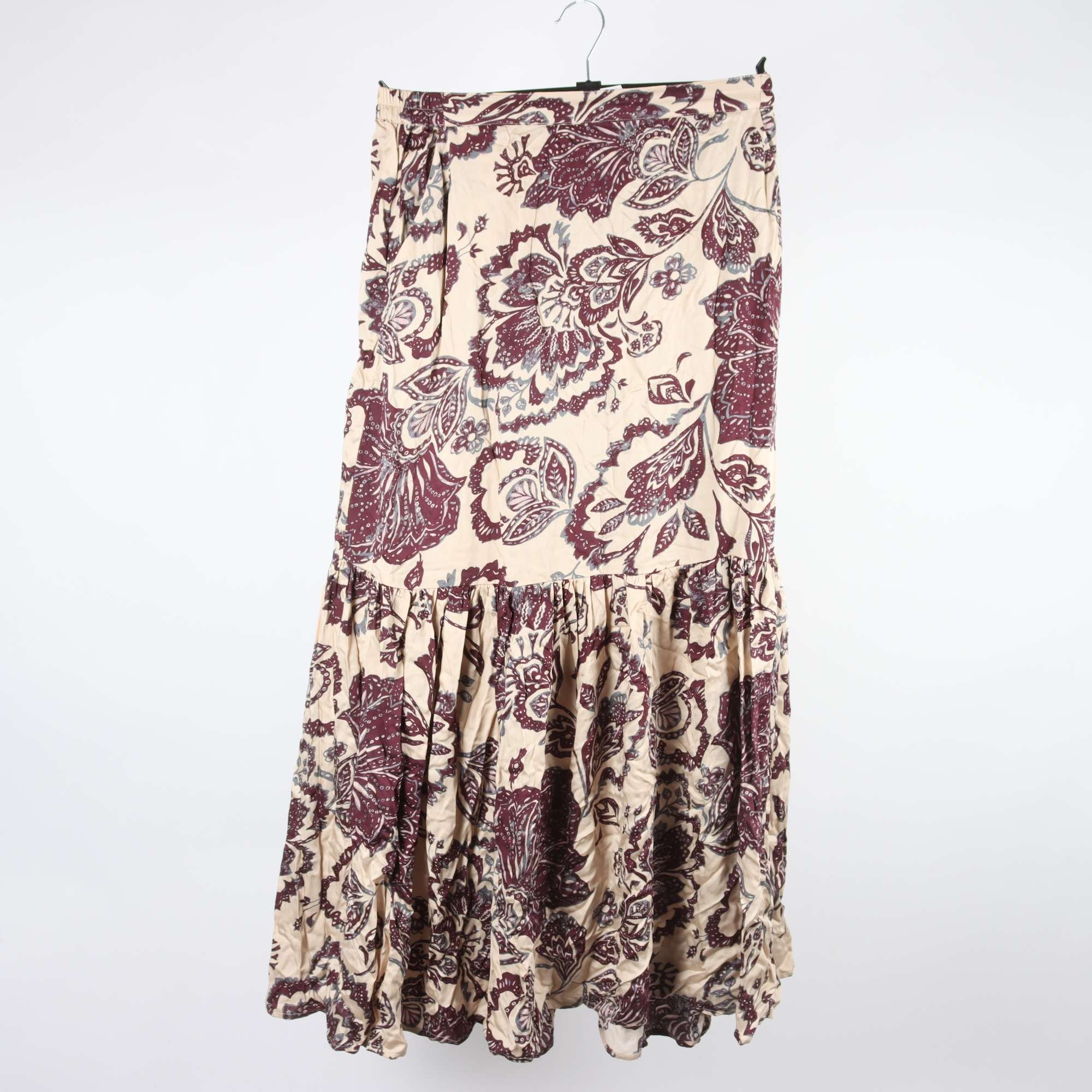 Kjol, Indiska, beige, vinröd, stl. L.