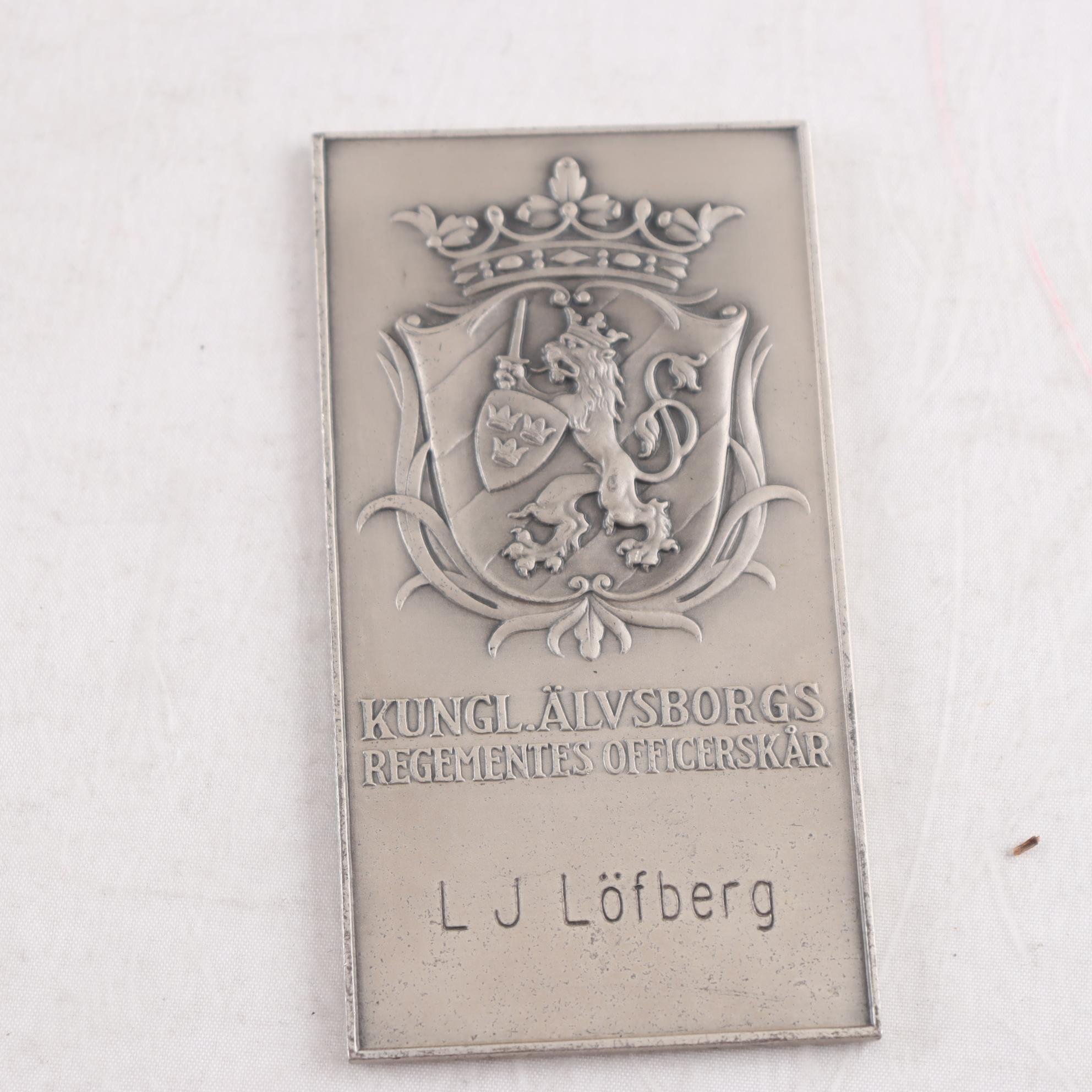 Medalj, Kungliga Älvsborgs Regemente, sterling silver
