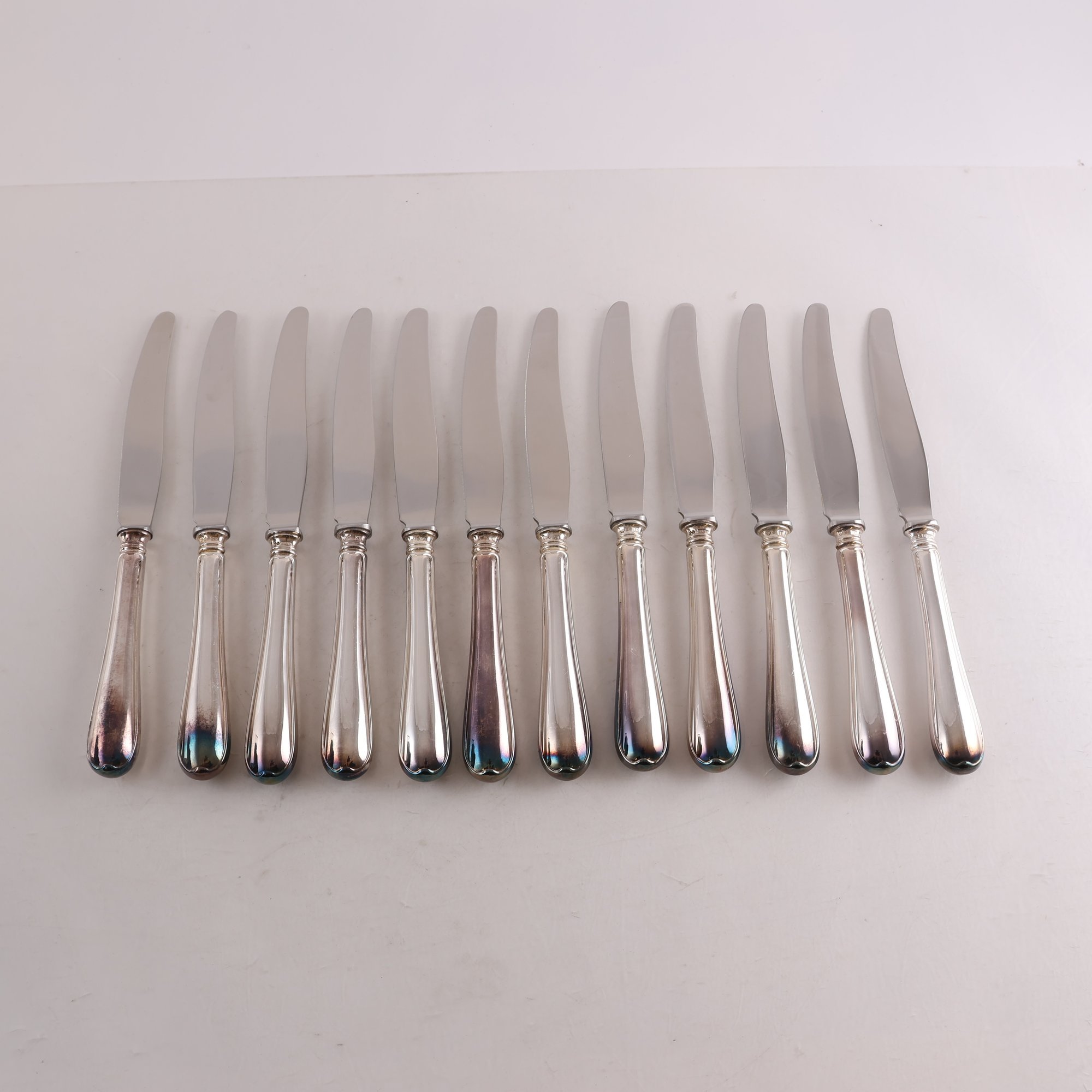 Knivar, Silver, stämplade, katt, S, 830, GAB, 12 st