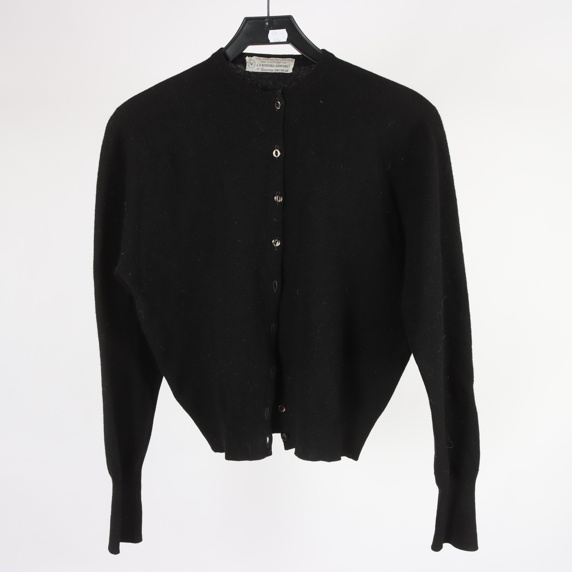 Kofta, NK, Nordiska Kompaniet, svart, lammull, stl. ca. S.