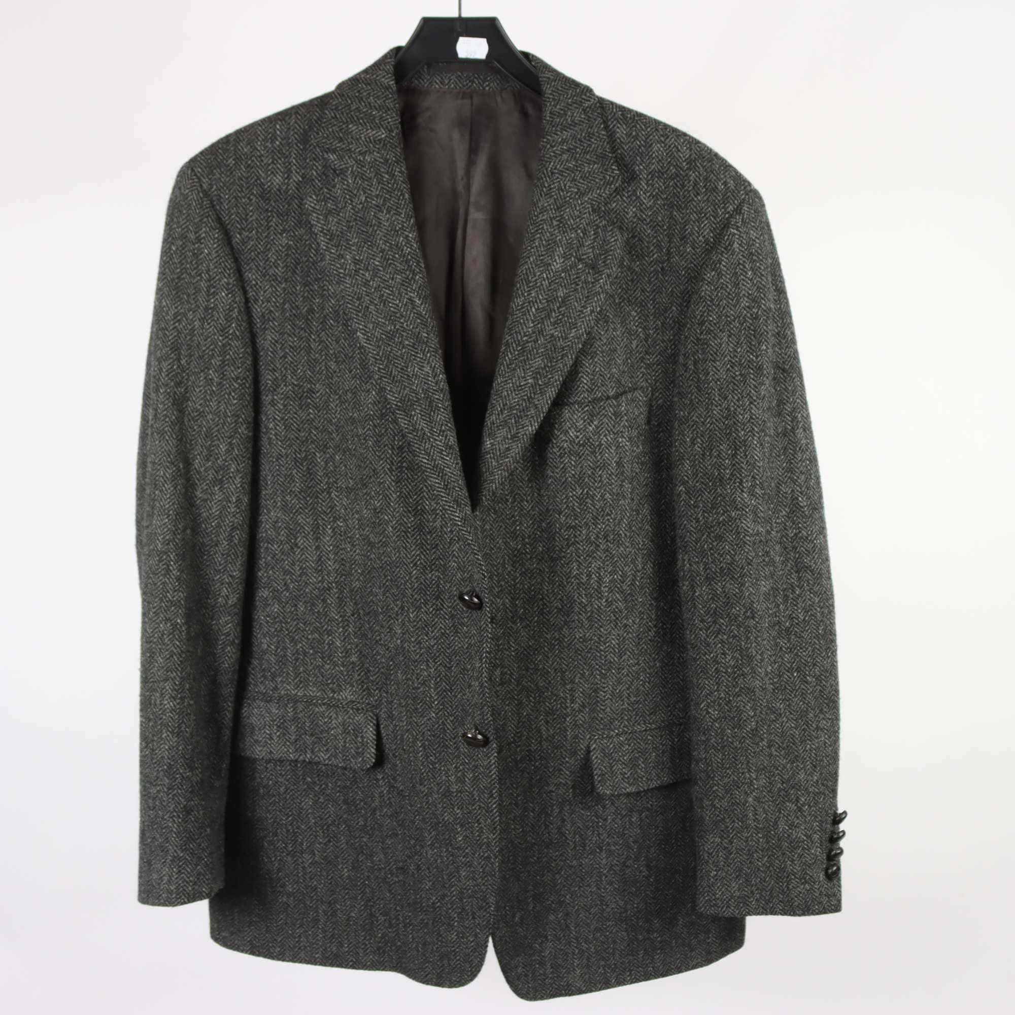 Kavaj, Harris Tweed, gråspräcklig, ull, stl. 52.