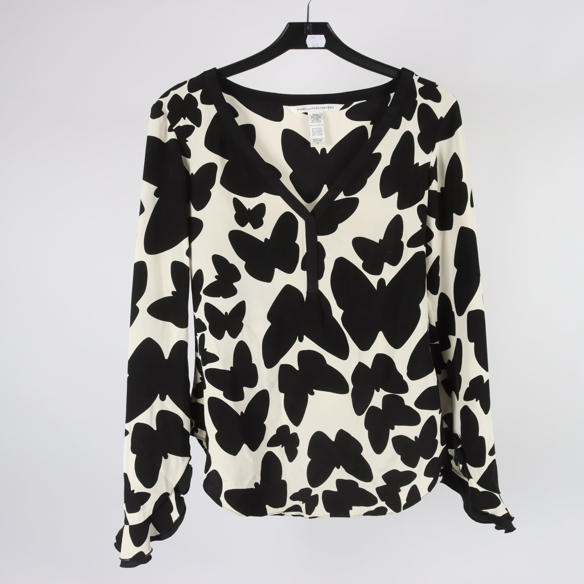 Blus, Diane von Furstenberg, vit, svart, stl. S.