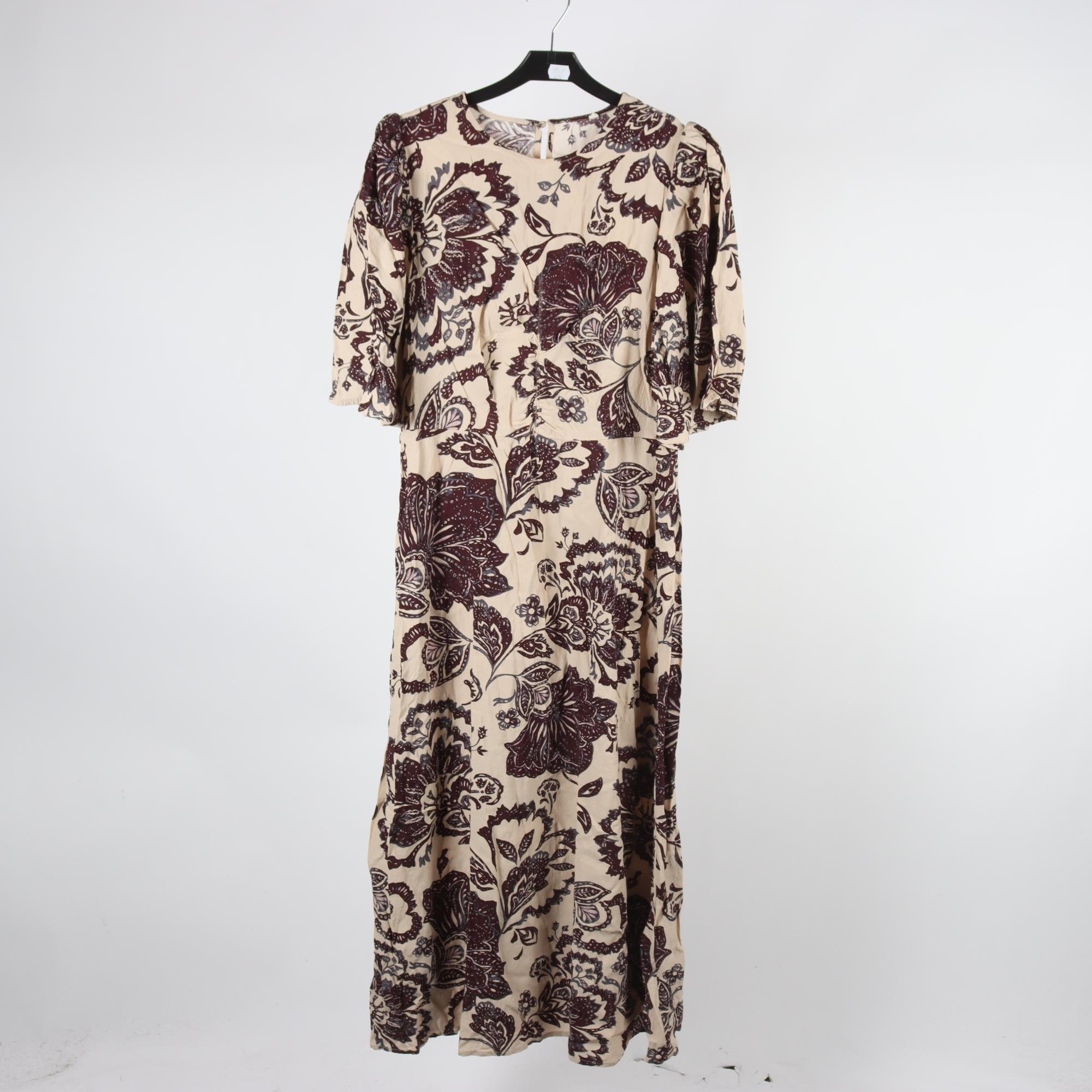 Klänning, Indiska, beige, vinröd, stl. ca. S.