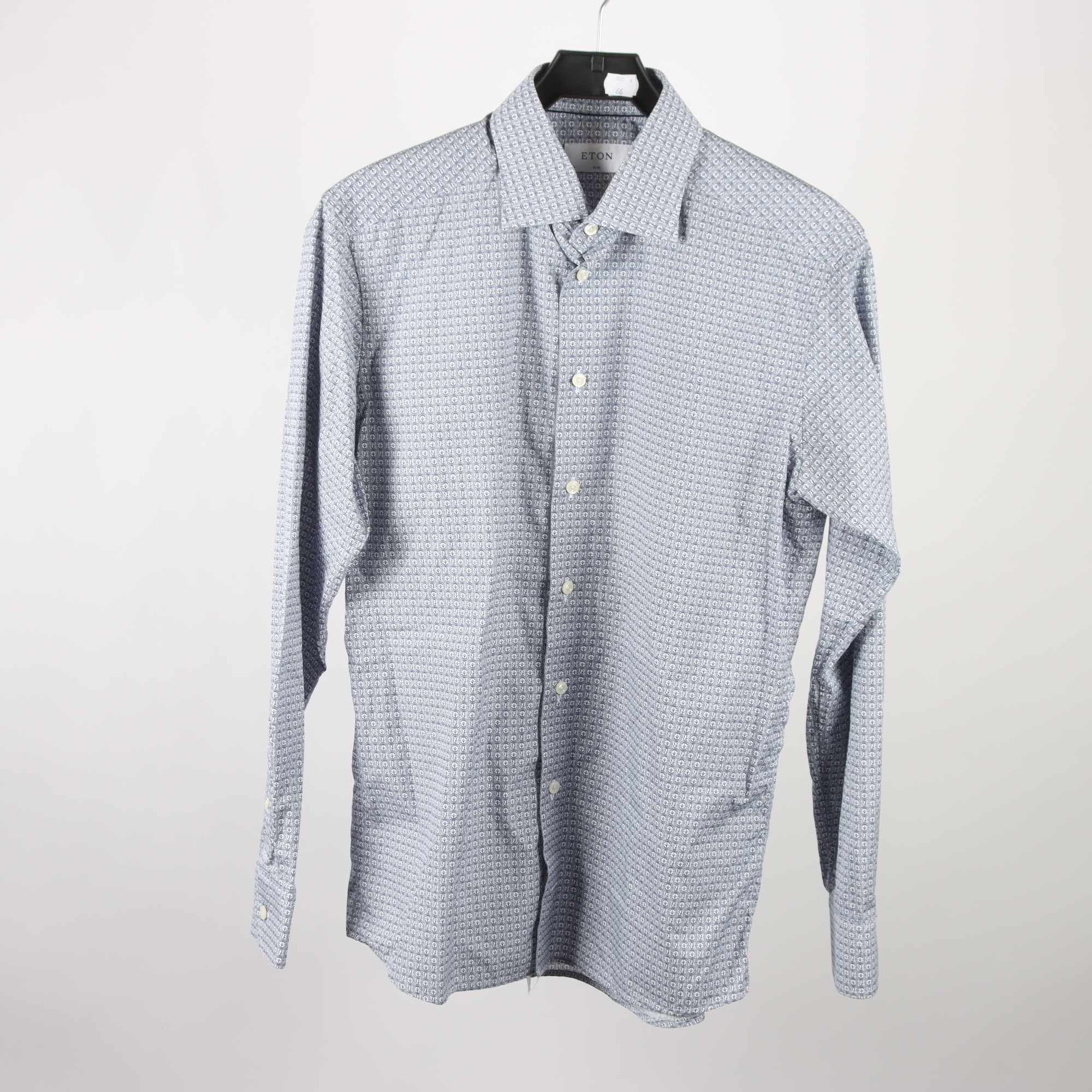 Skjorta, Eton, blå, vit, mönstrad, stl. M