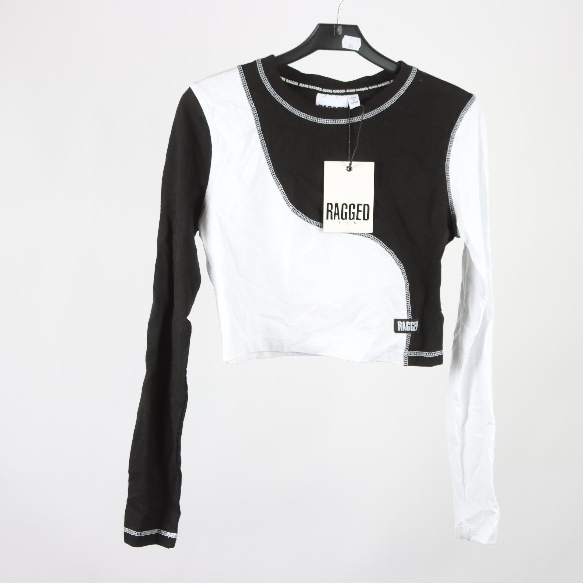Tröja, Ragged, svart, vit, stl. M