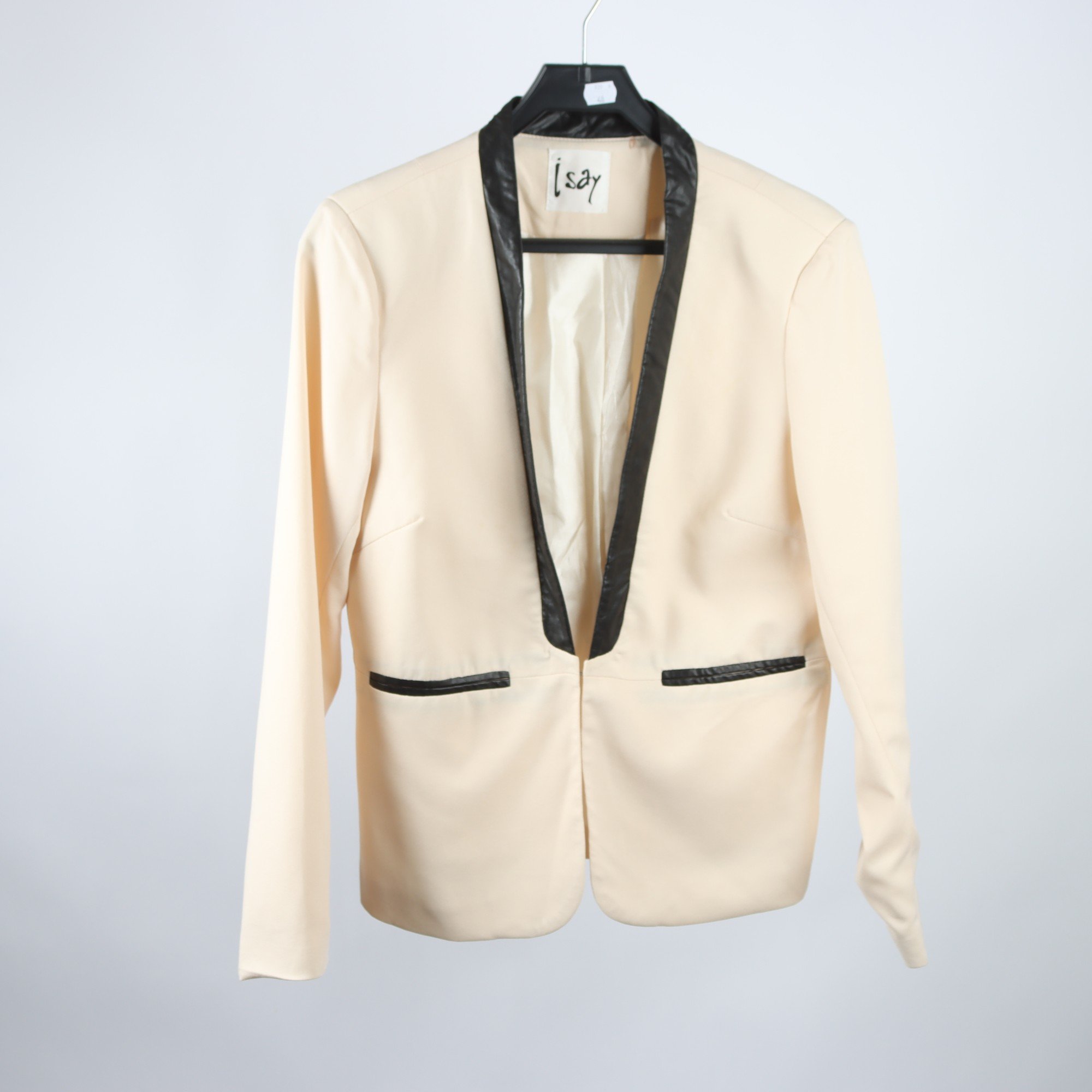 Kavaj, Isay, ljusbeige, svart, stl. 40