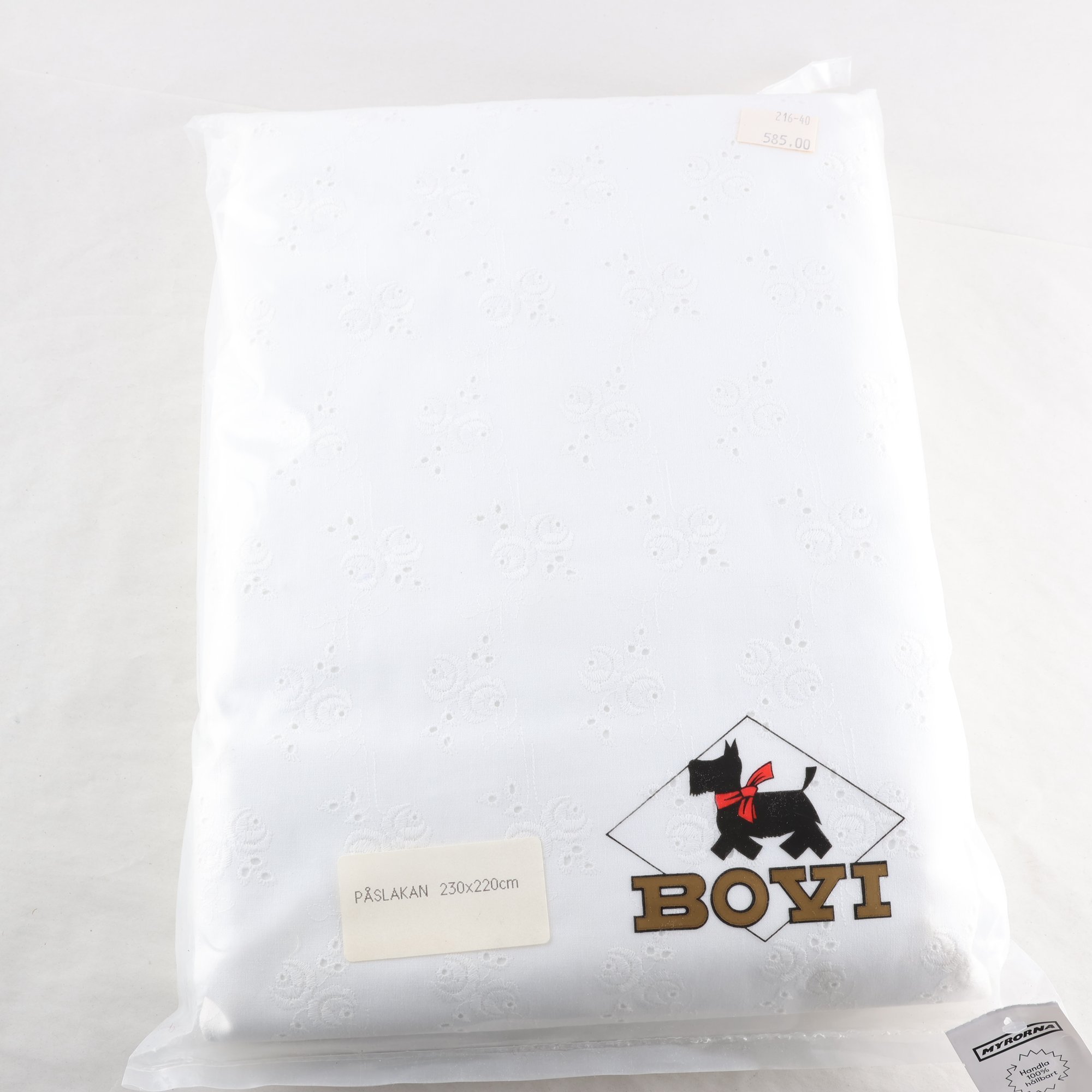 Sängkläder, Bovi, vit, broderad. För dubbelsäng.