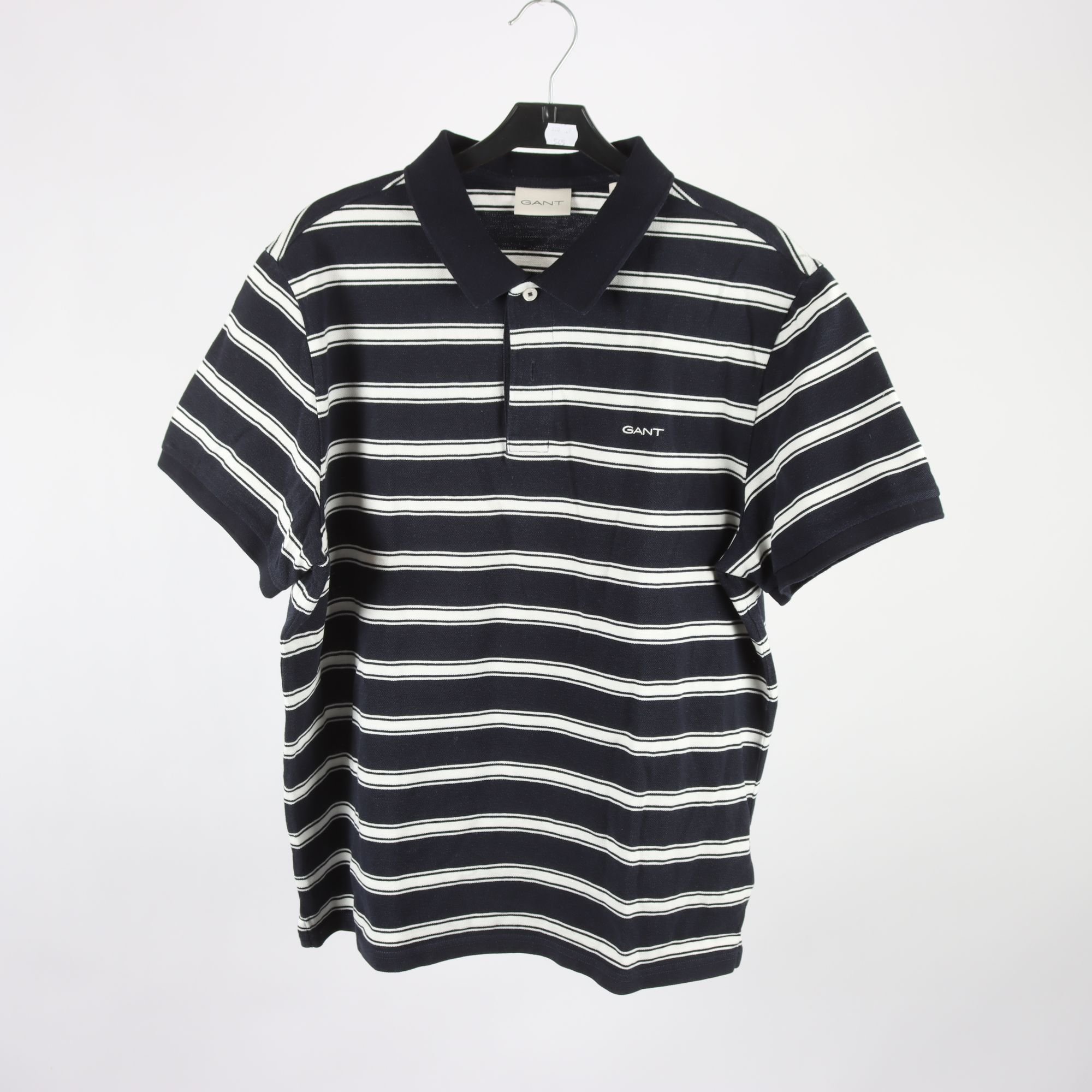 Piké, Gant, vit, blå, stl. L.