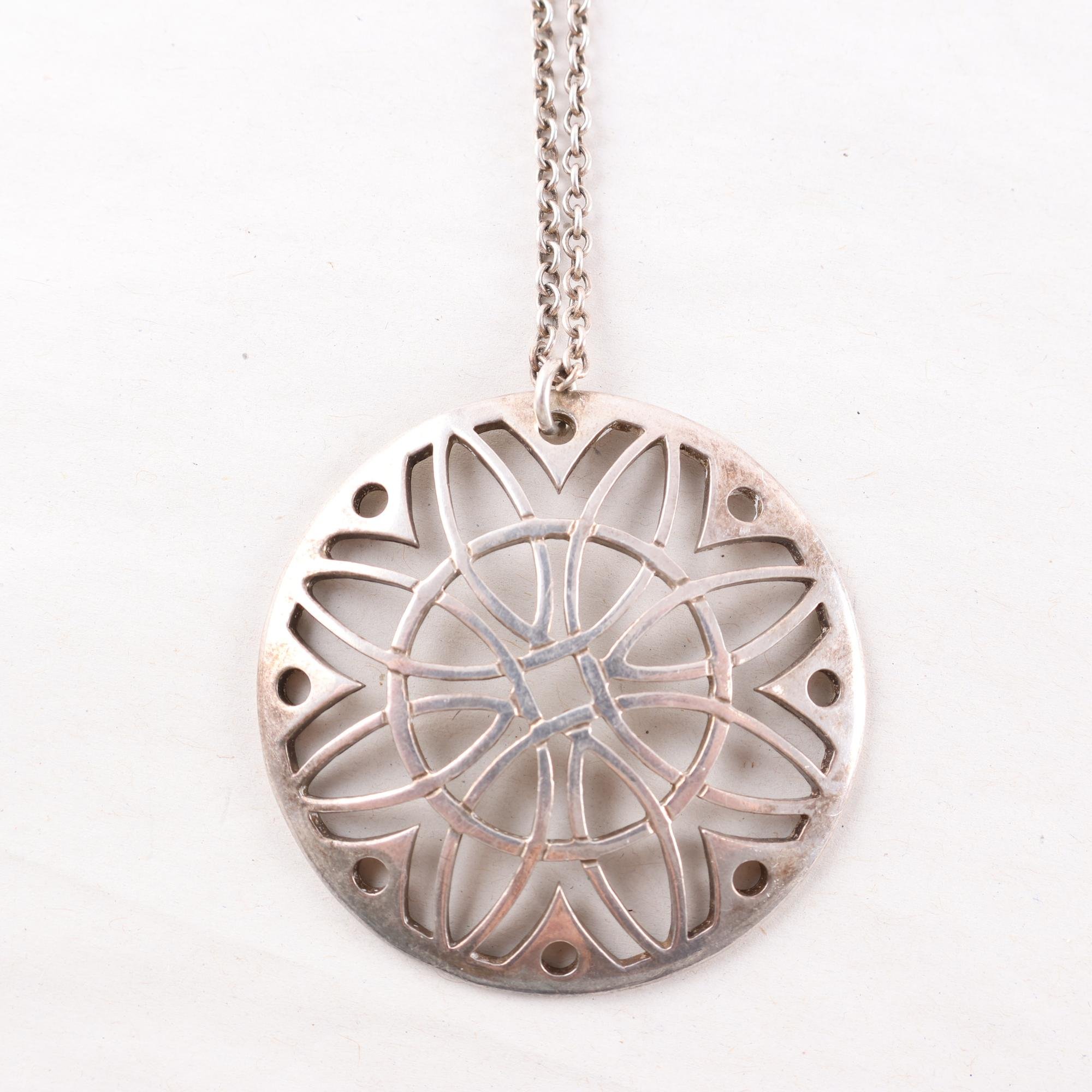 Halsband & hänge, sunwheel, silver, vikt: 25.5g