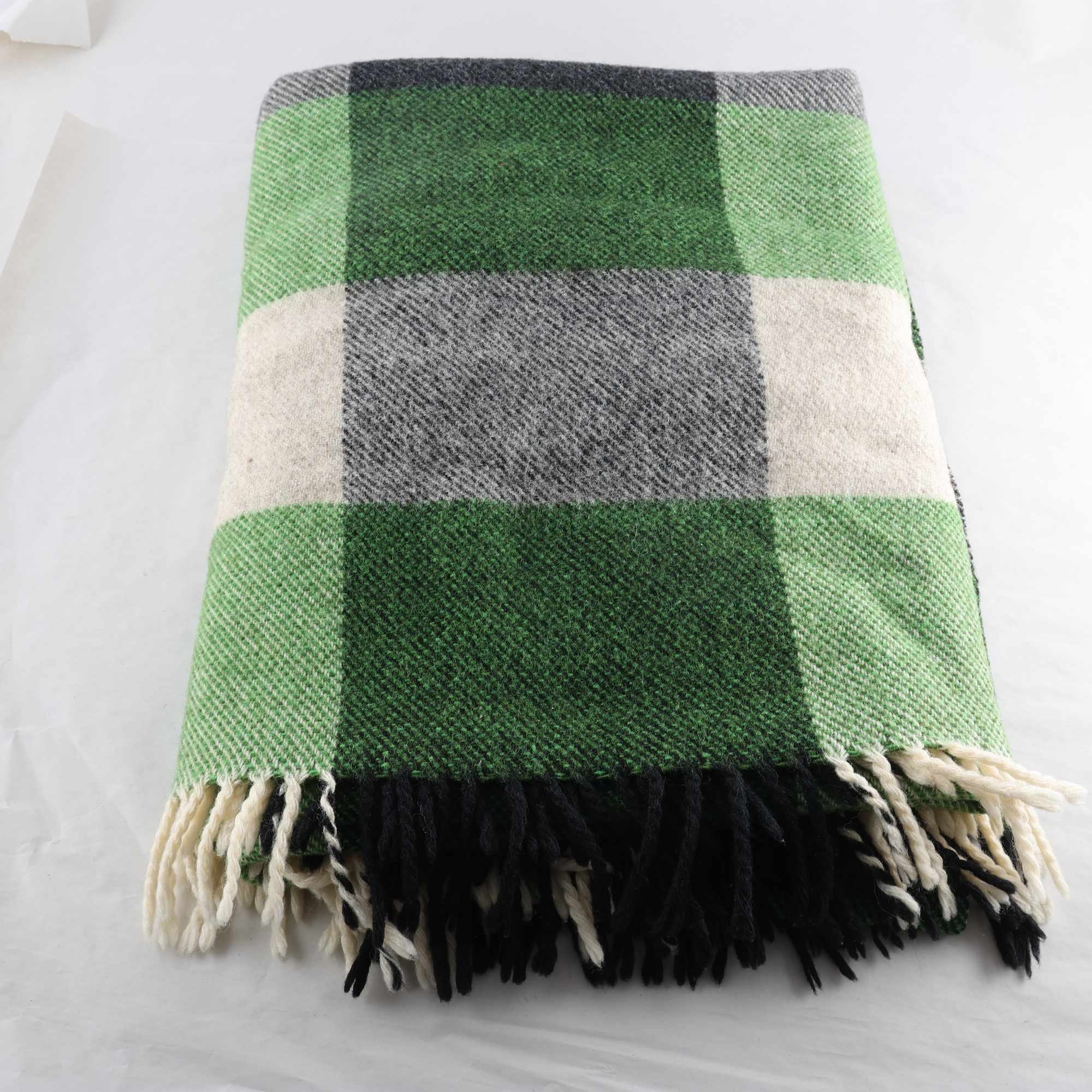 Filt, Tidstrand, grön, ull.