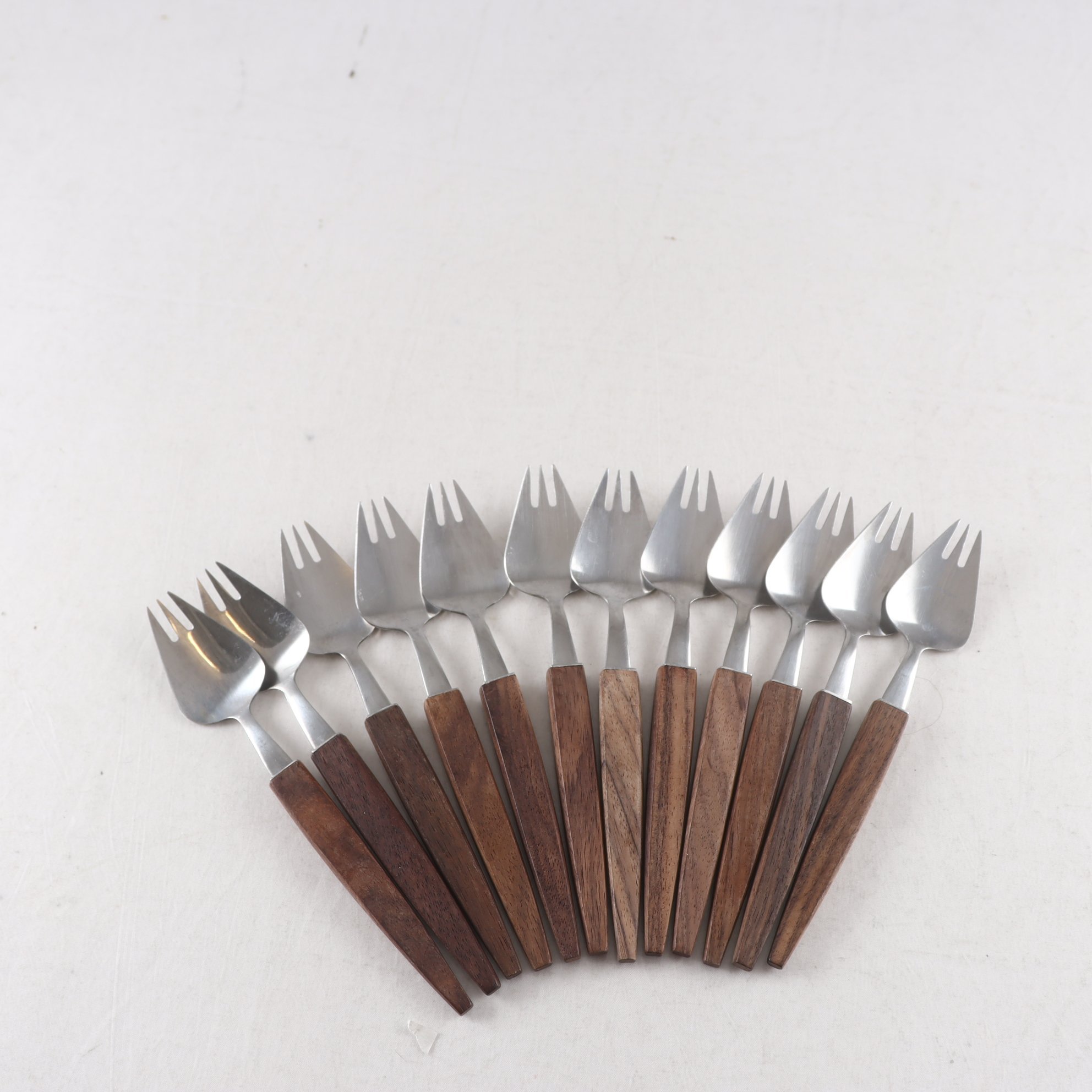Vickningsgaffel, rostfritt stål, teak, 12 st.